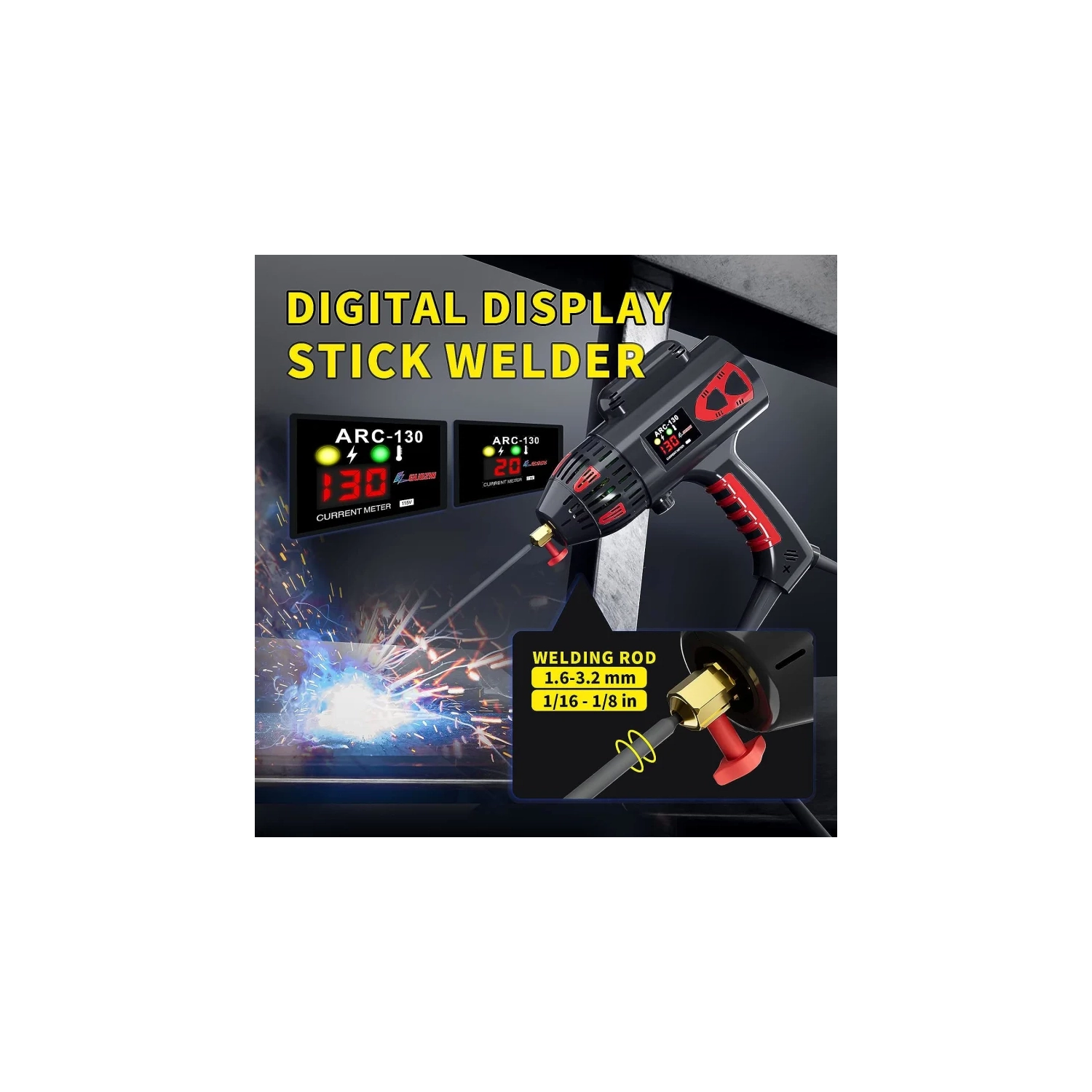 Portable Handheld 110V ARC Welding Machine - 130Amp Digital Display IGBT Inverter | Welding Tool Set with Toolbox Included