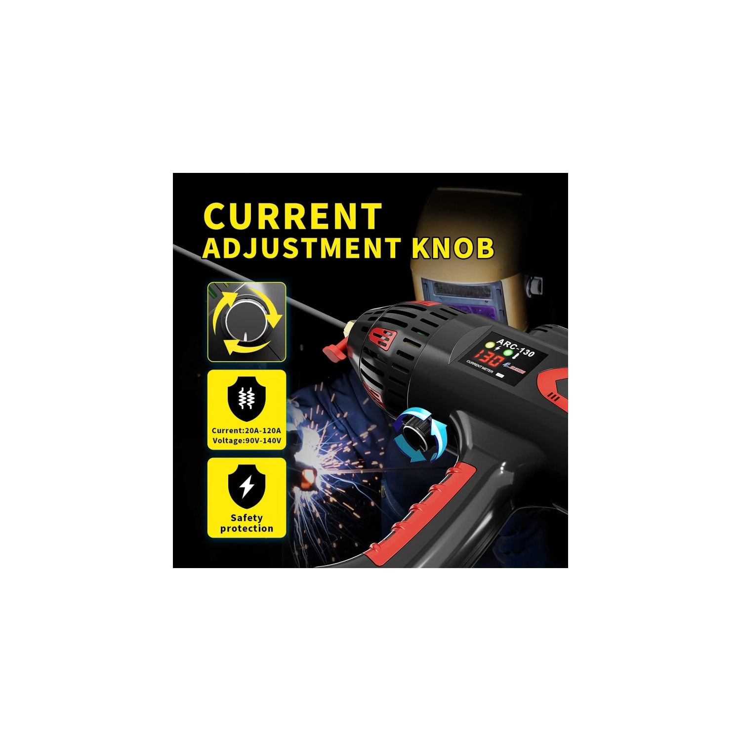 Portable Handheld 110V ARC Welding Machine - 130Amp Digital Display IGBT Inverter | Welding Tool Set with Toolbox Included