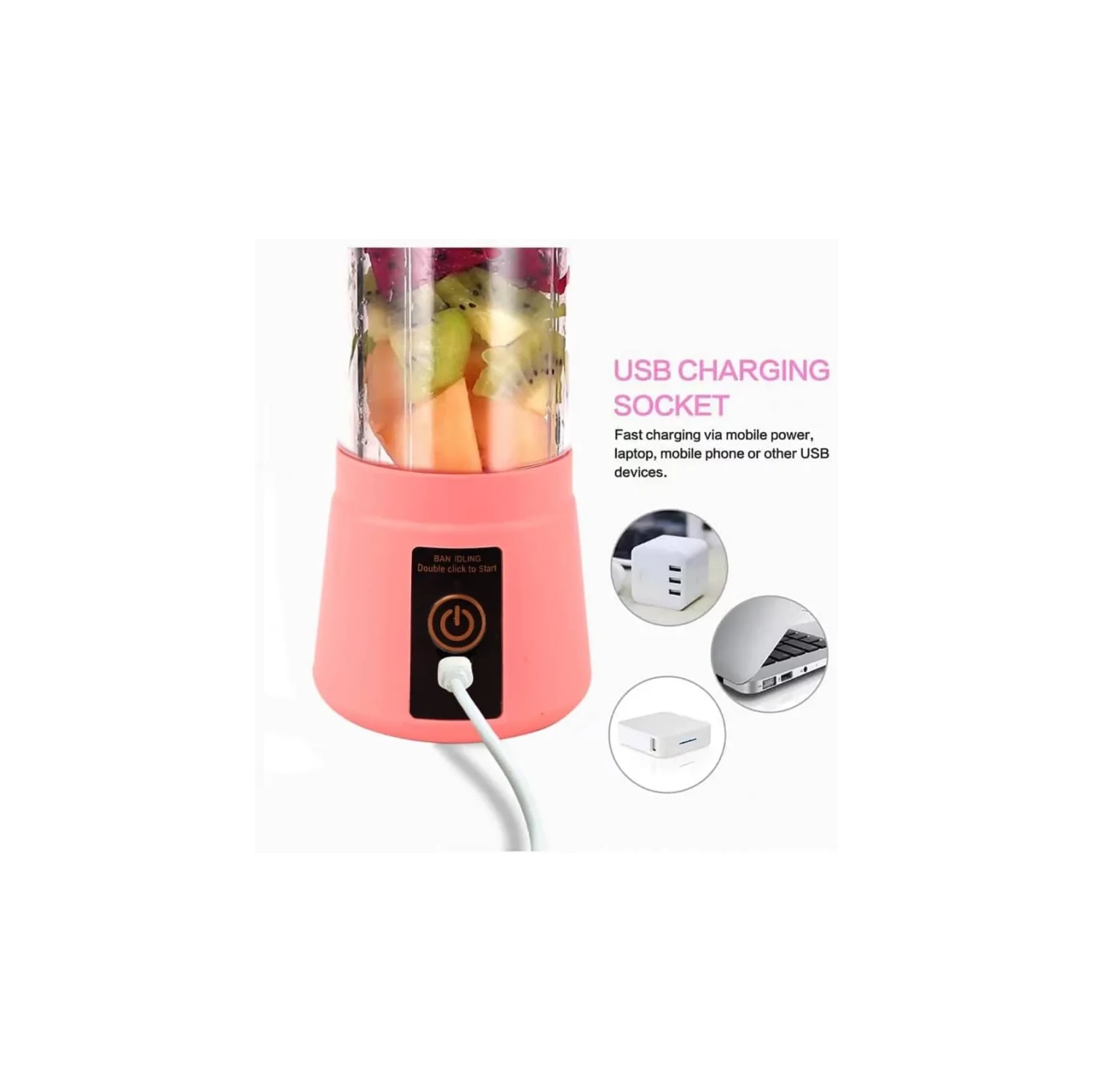 Rechargeable USB Portable Blender with Brush - 6 Blades Mini Blender for Kitchen, Home, Travel | Ideal for Mixing Protein Powder