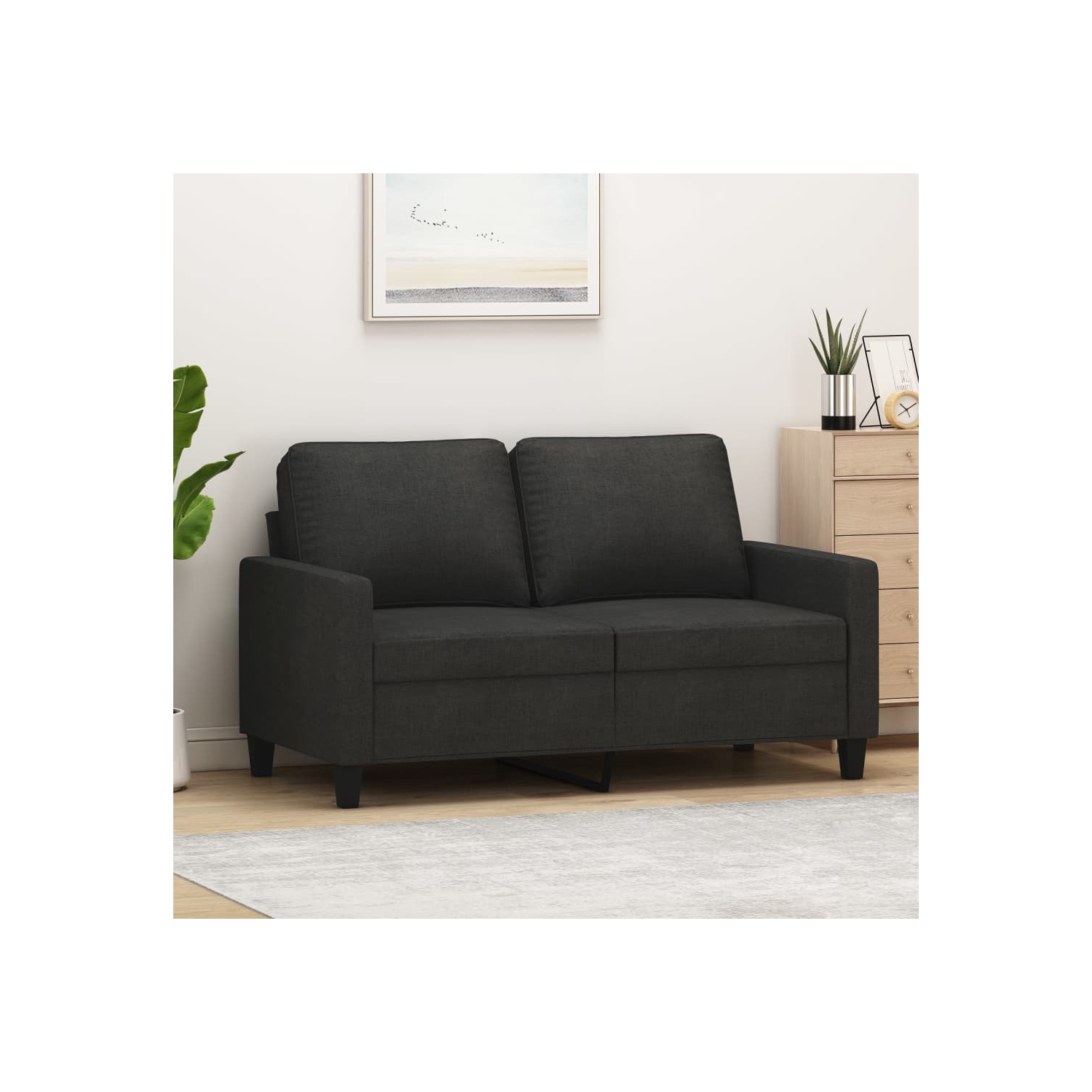 vidaXL 2-Seater Sofa Black 120 cm Fabric