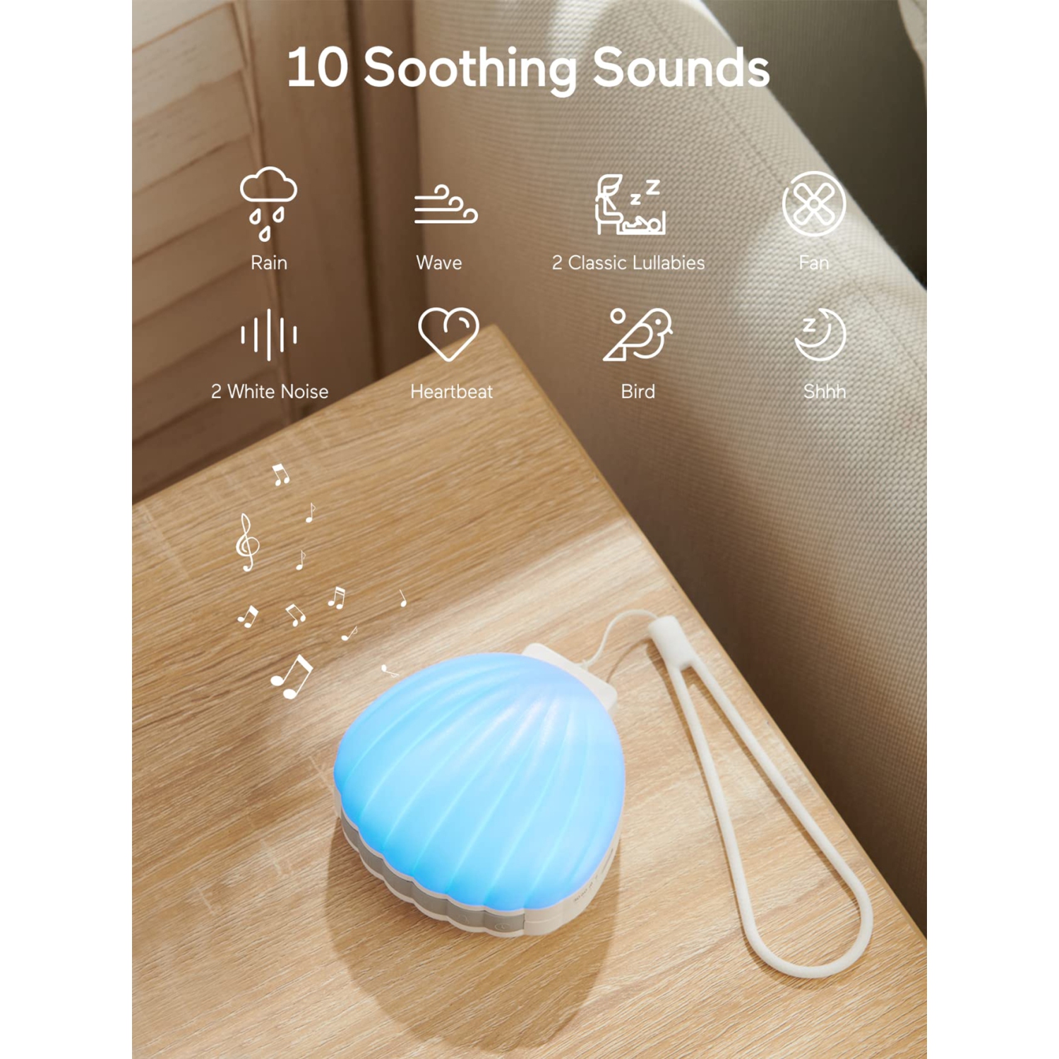 Momcozy Portable Sound Machine, White Noise Machine with 15 Soothing Sounds, Night Light, USB Rechargeable
