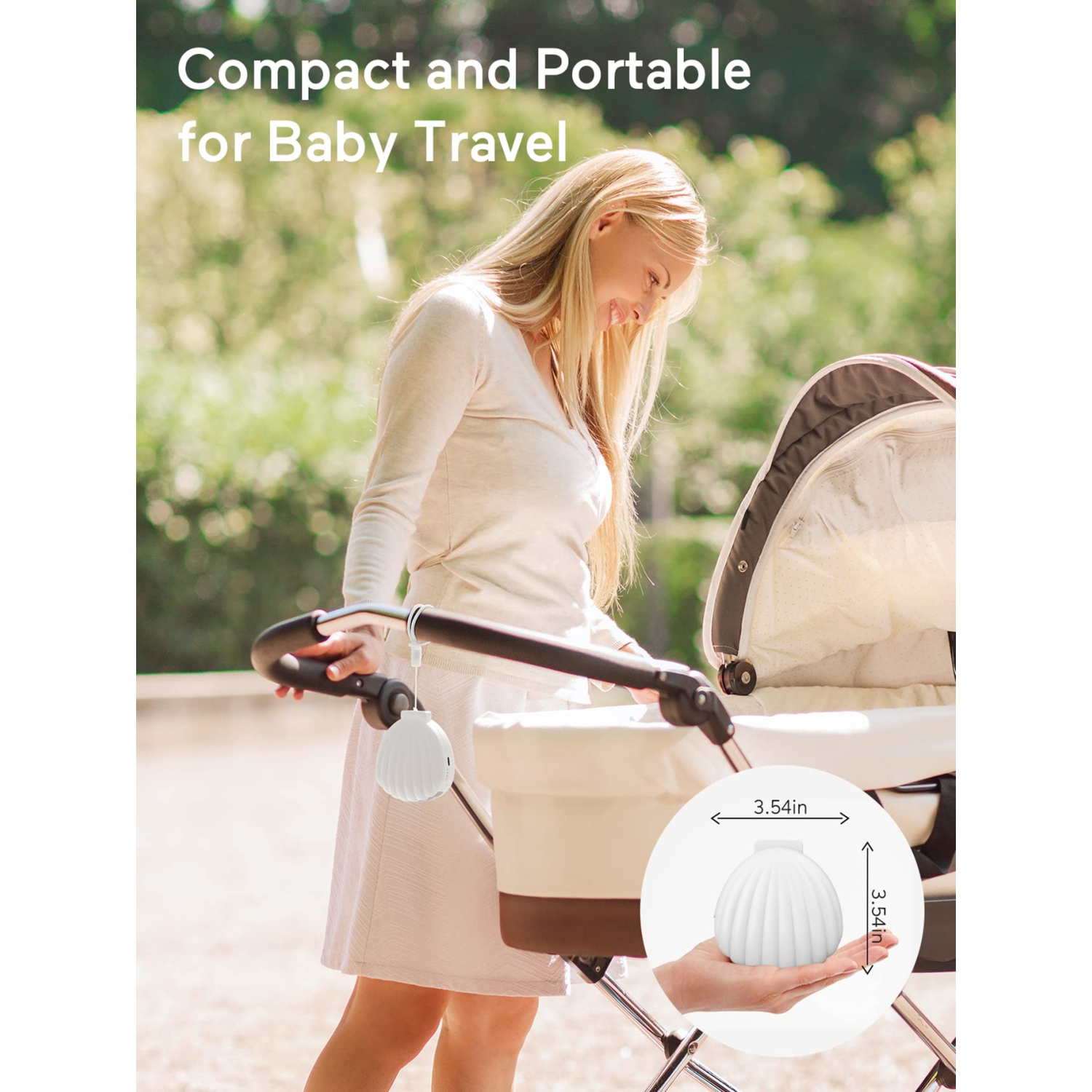 Momcozy Portable Sound Machine, White Noise Machine with 15 Soothing Sounds, Night Light, USB Rechargeable