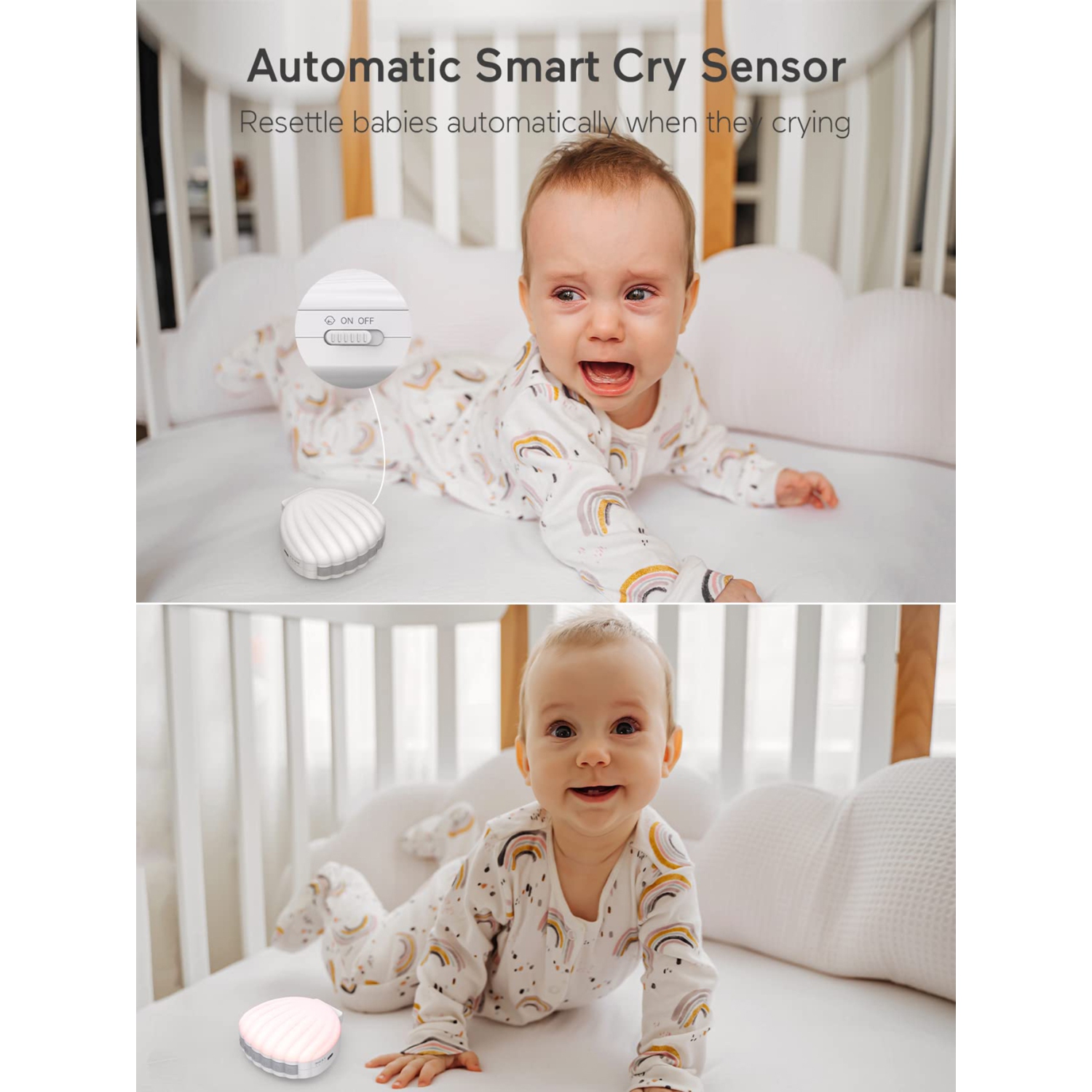 Momcozy Portable Sound Machine, White Noise Machine with 15 Soothing Sounds, Night Light, USB Rechargeable