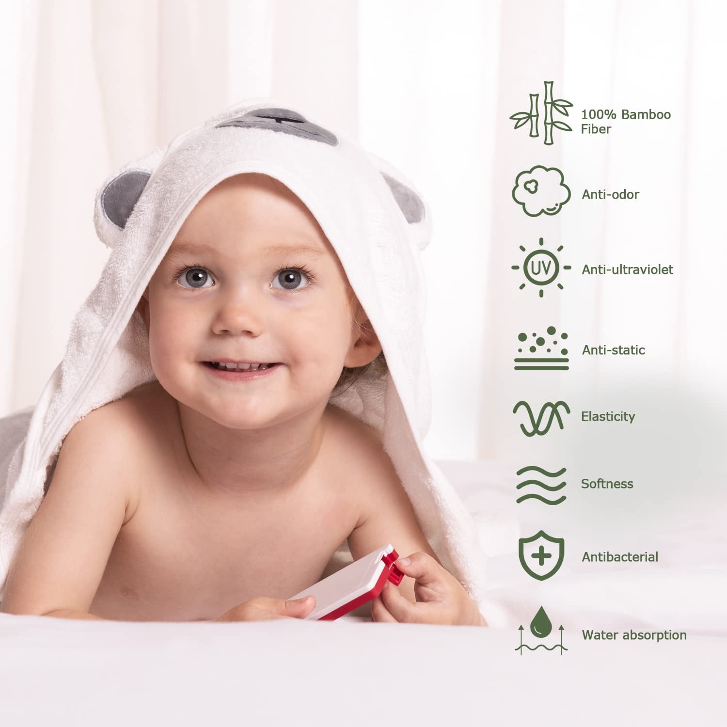 Ensemble de serviettes de bain pour bébé MomCozy, serviette avec capuchon, gant de bain pour bébé, extrêmement doux, respirant