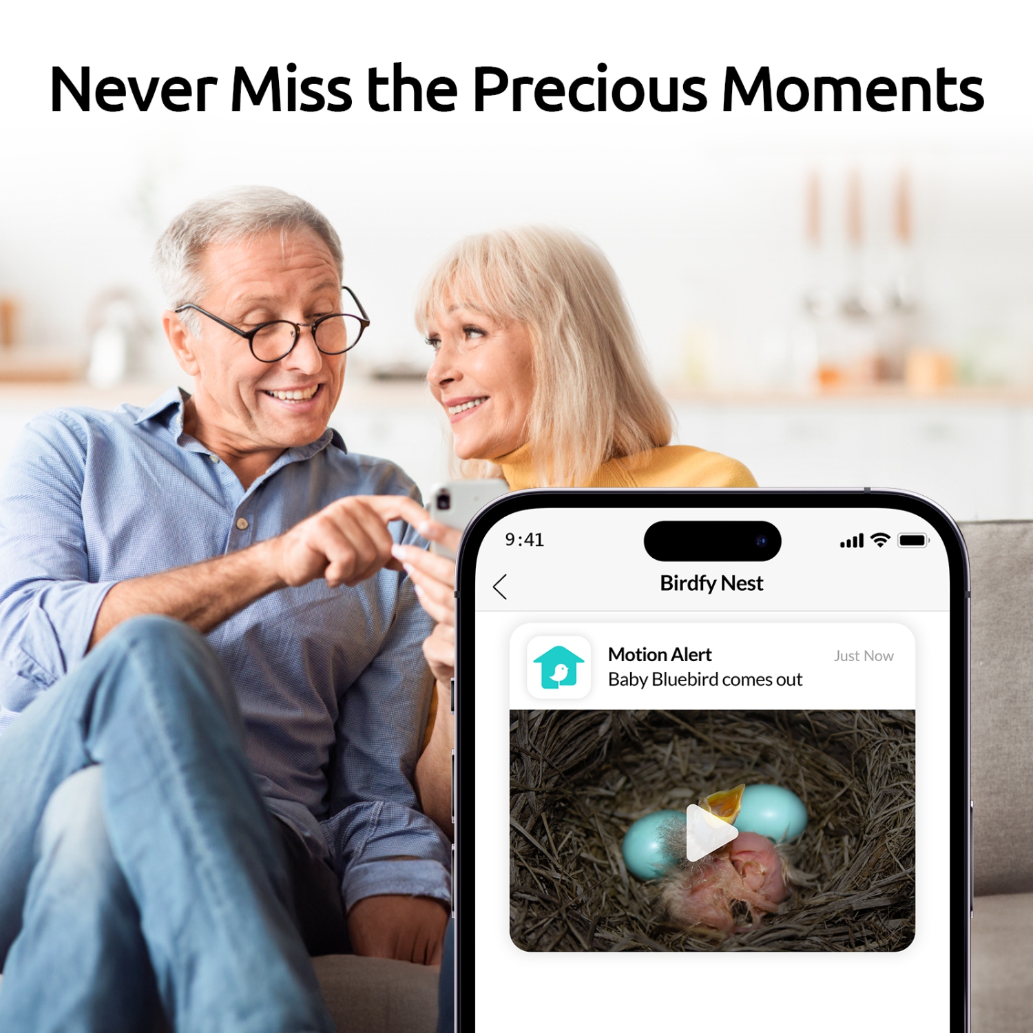 Netvue Birdfy Bird House with Dual Cameras for Bird Nesting and Hatching, Bird Nest Equipped with Temperature & Humidity Sensors