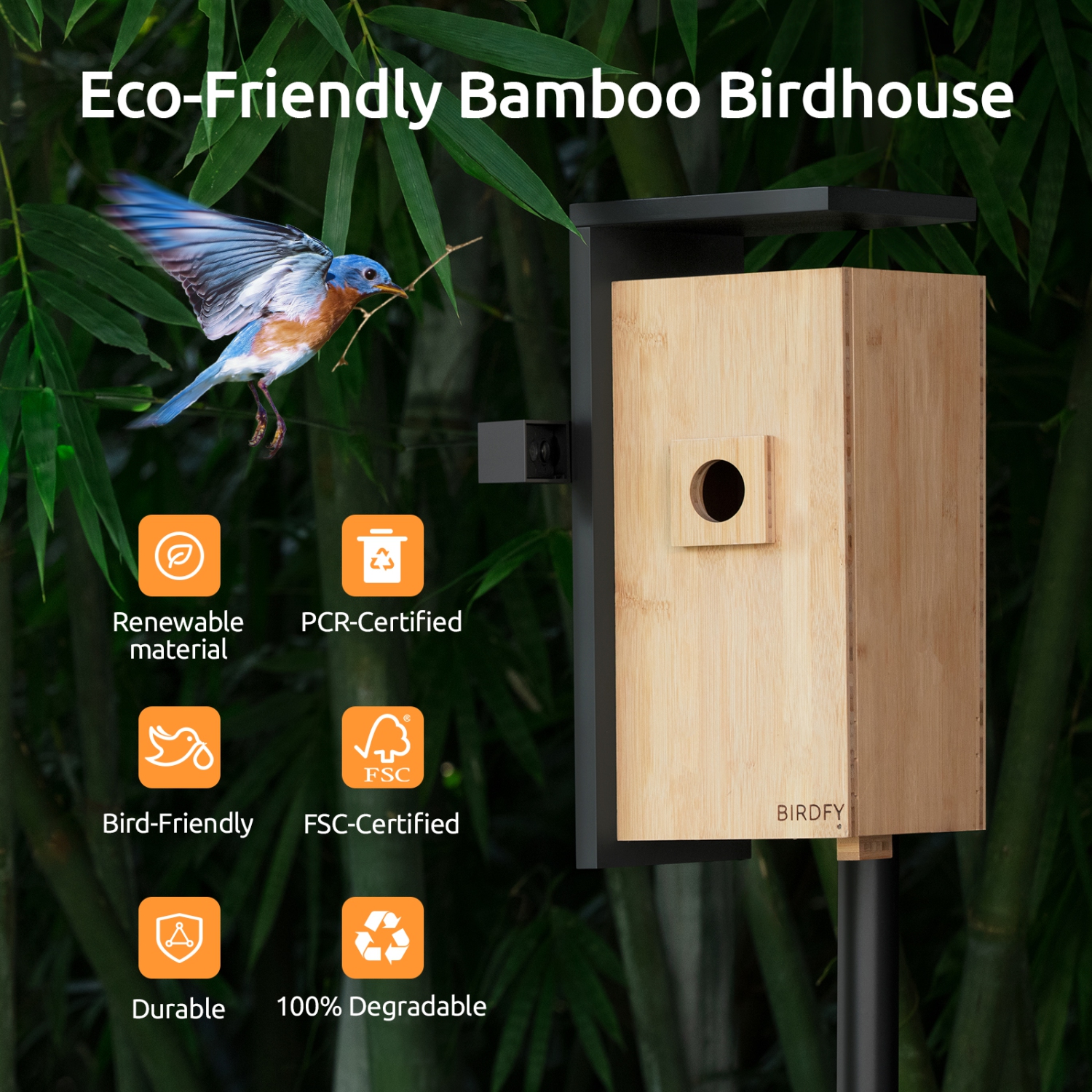 Netvue Birdfy Bird House with Dual Cameras for Bird Nesting and Hatching, Bird Nest Equipped with Temperature & Humidity Sensors