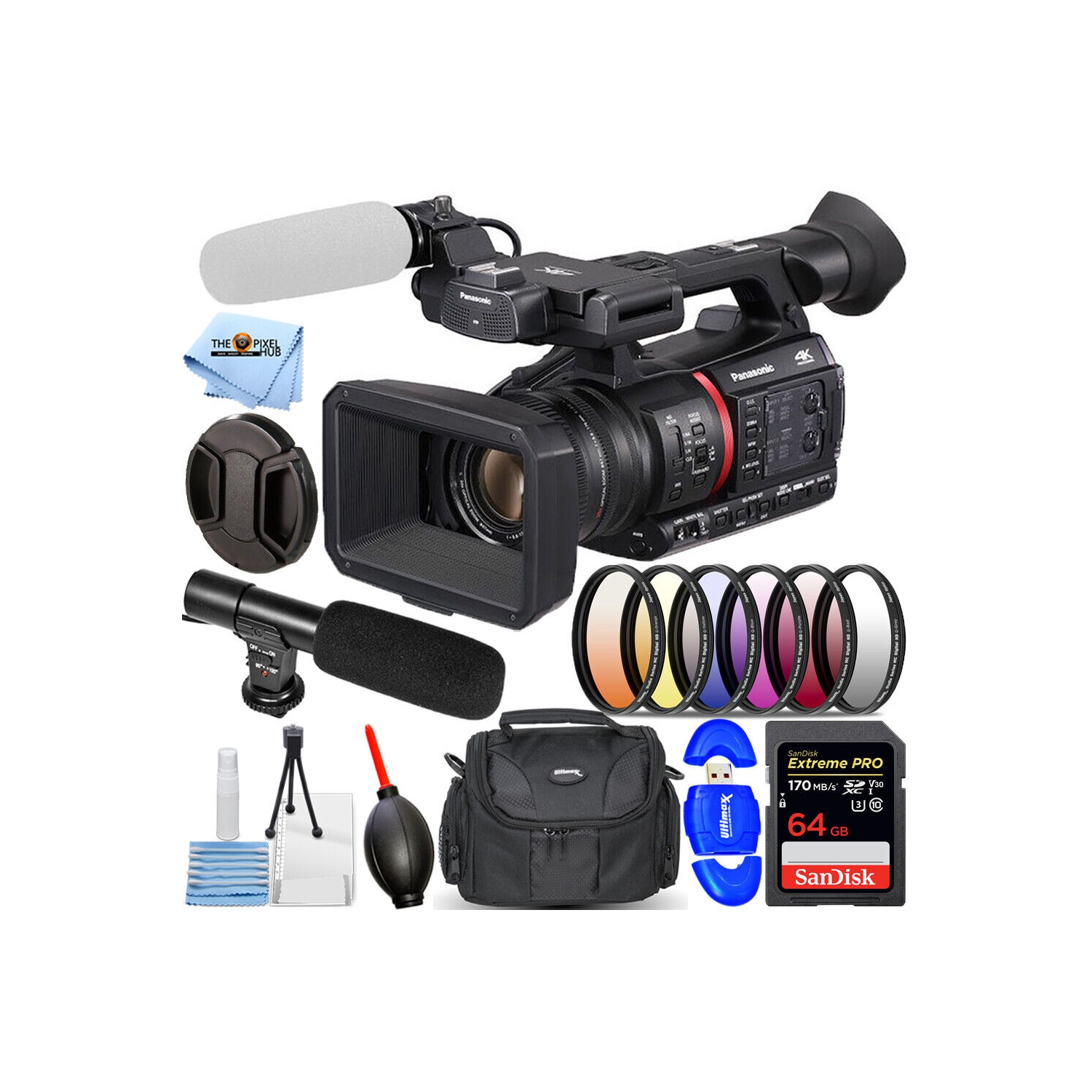 Panasonic AG-CX350 4K Camcorder + 64GB + 6PC Filter Kit + Microphone Bundle