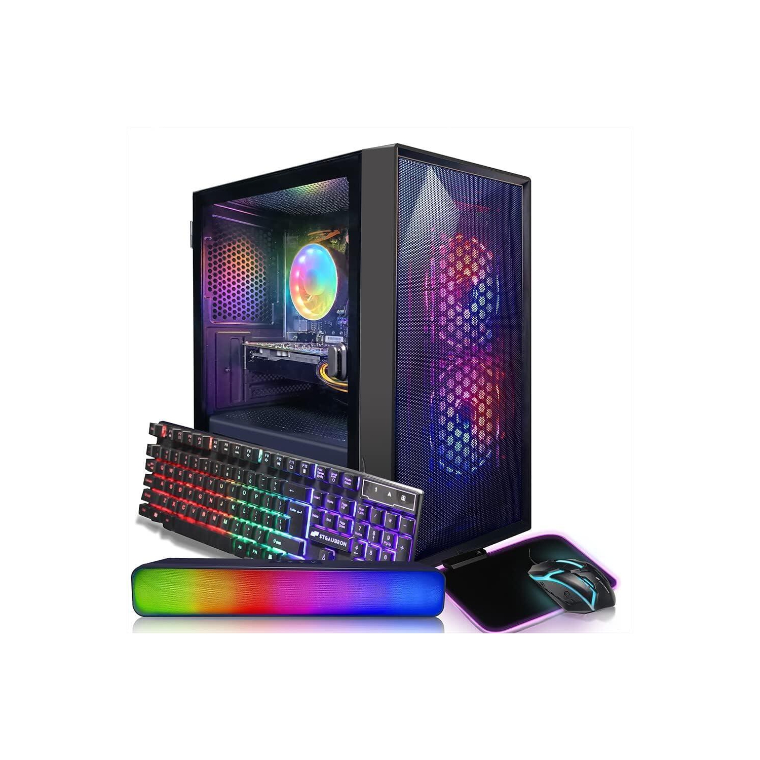 STGAubron Gaming Desktop PC,Intel Core I5 3.3Ghz up to 3.7Ghz,GeForce RTX 2060 6G GDDR6,16G RAM,512G SSD,RGB Fan x 3,RGB Keybaord & Mouse,RGB Mouse Pad,RGB Sound Bar,W10H64