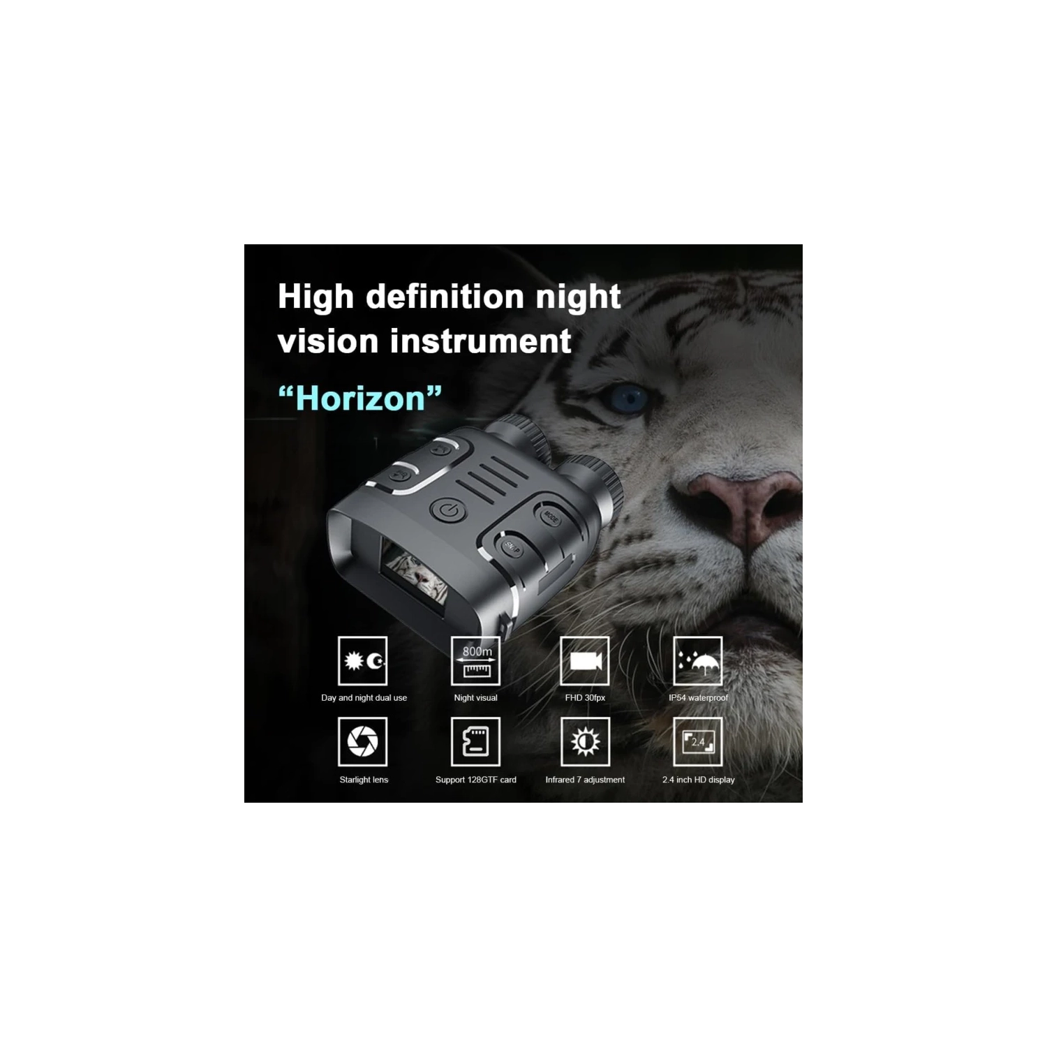 Appareil de vision nocturne binoculaire à infrarouge 1080p - Zoom numérique 5X pour la chasse, le bateau | utilisation jour/nuit, prise de