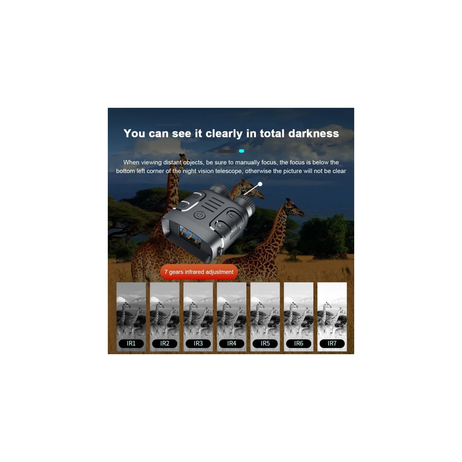 Appareil de vision nocturne binoculaire à infrarouge 1080p - Zoom numérique 5X pour la chasse, le bateau | utilisation jour/nuit, prise de