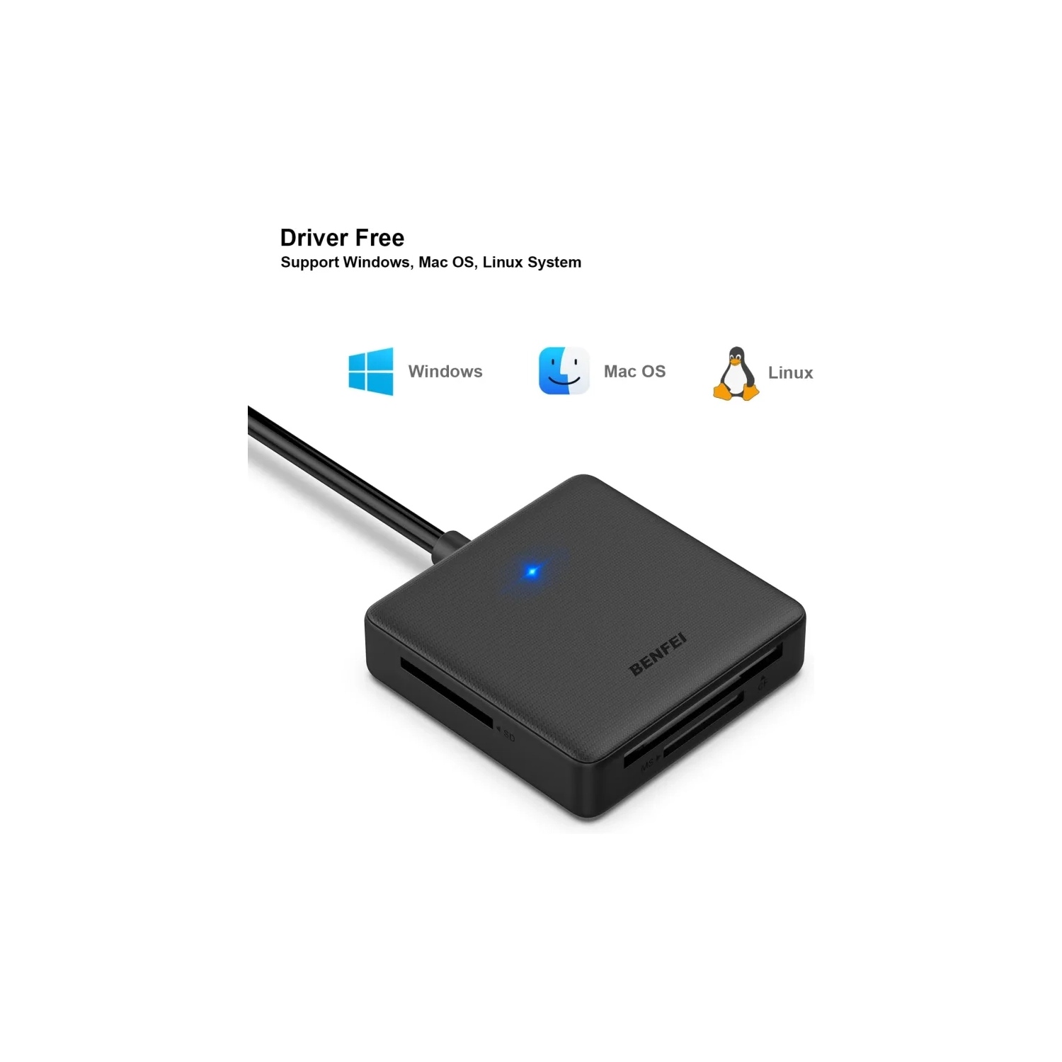 Lecteur de cartes mémoire 4 in1 - Adaptateur de lecteur de cartes MS CF USB-C vers SD Micro SD de GENER | compatible avec iPhone 15 Pro/Max, MacBook