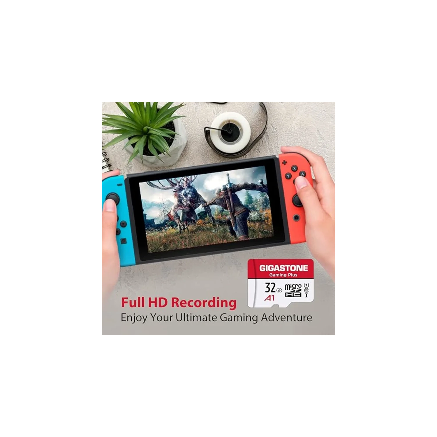 Gigastone 32GB Micro SD Card with Adapter - U1 C10 Class 10 | Full HD Available | 90MB/s Micro SDHC UHS-I Memory Card