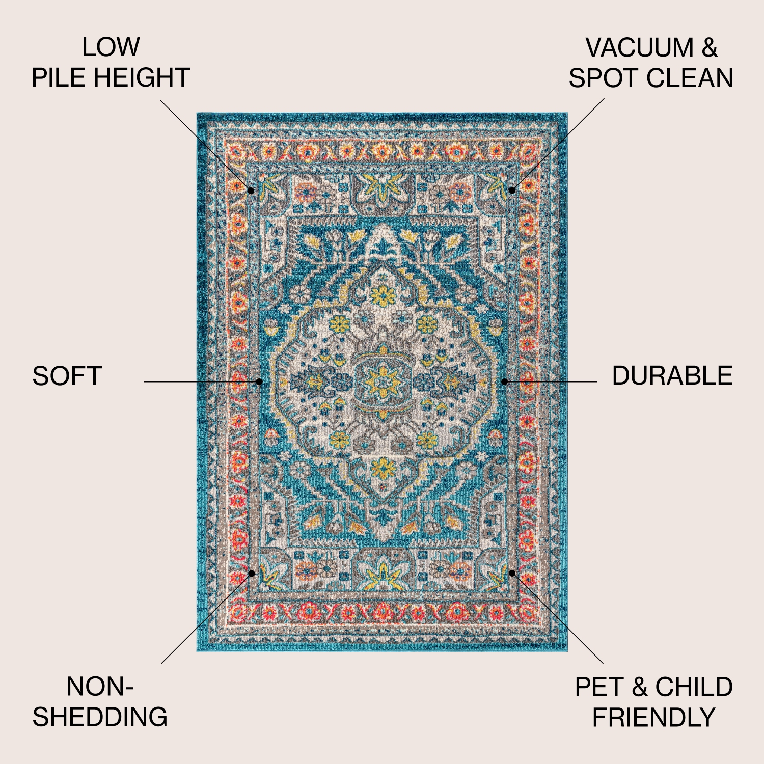 Kristina Bohemian Flair Boho Vintage Medallion Area Rug