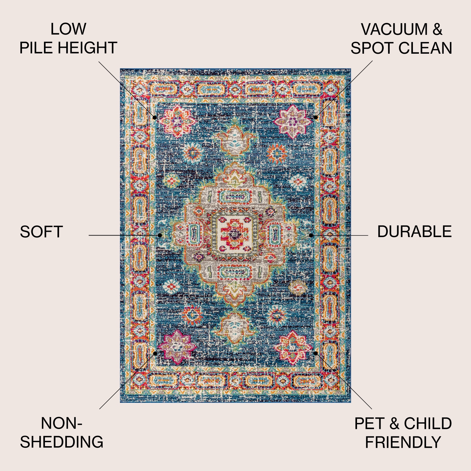 Bpl Bohemian Flair Boho Vintage Medallion Area Rug