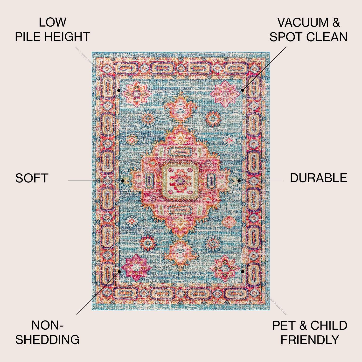 Bpl Bohemian Flair Boho Vintage Medallion Area Rug