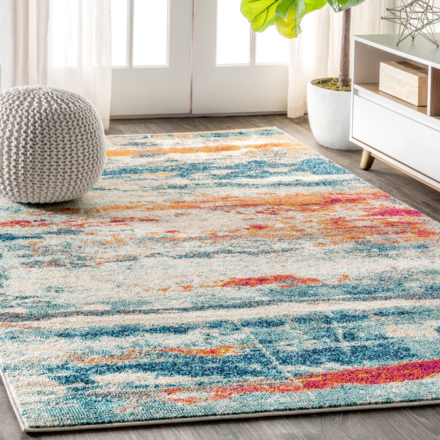 Contemporary Pop Modern Abstract Brushstroke Area Rug