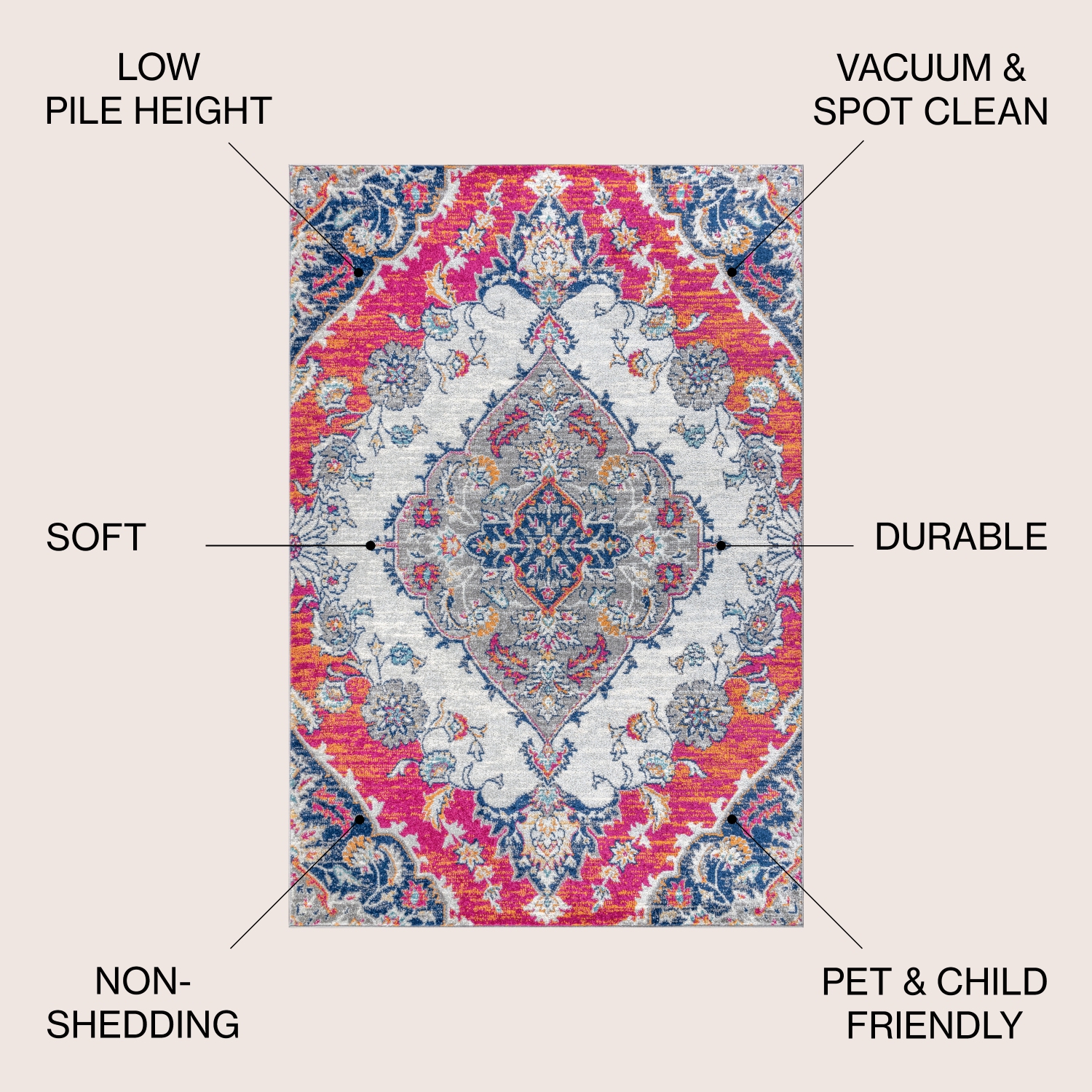 Bright Bohemian Flair Boho Vintage Medallion Area Rug