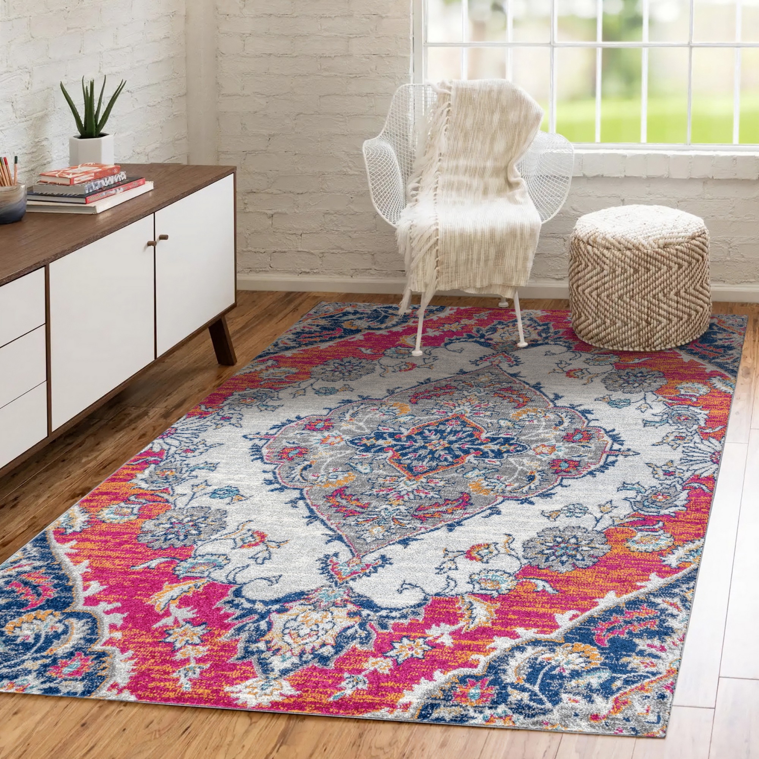 Bright Bohemian Flair Boho Vintage Medallion Area Rug