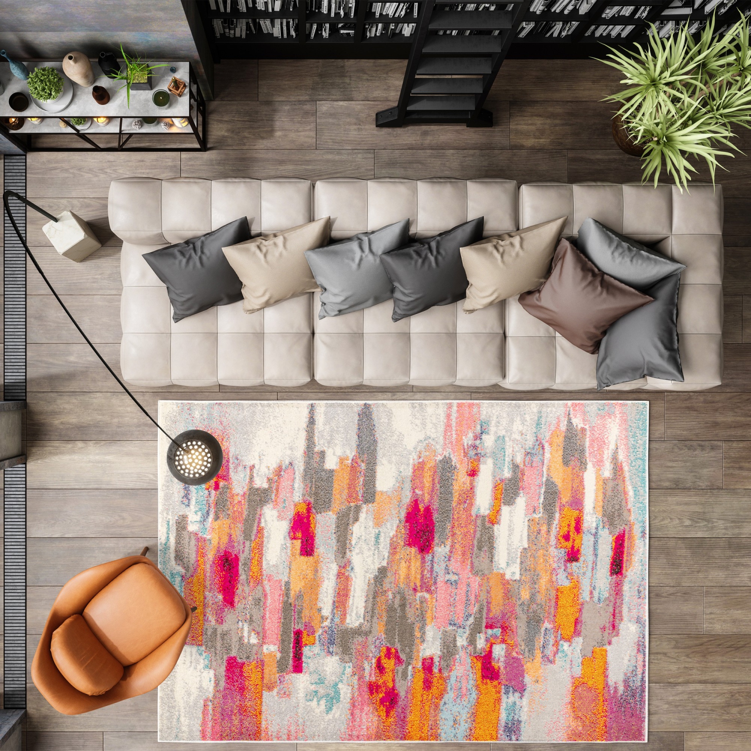 Contemporary Pop Modern Abstract Brushstroke Area Rug