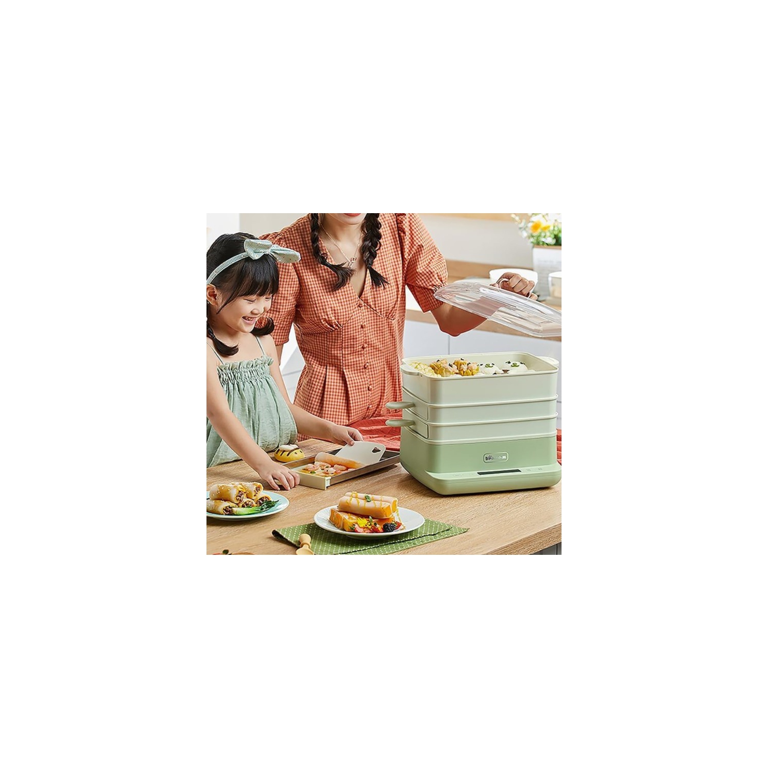 Bear Rice Roll Machine, Electric Steamer, Home Drawer-Style, Multifunctional Breakfast Machine, Steamer for Cooking Dim Sum CFJ-A80B2