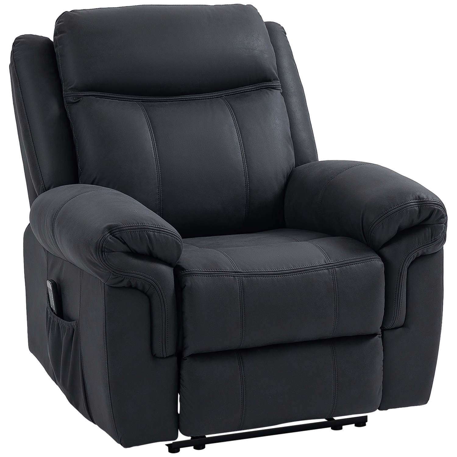 HOMCOM 8-Point Vibration Massage Recliner Chair, Manual Microfibre Reclining Sofa Chair for Living Room with Side Pockets, Footrest, Remote, Easy