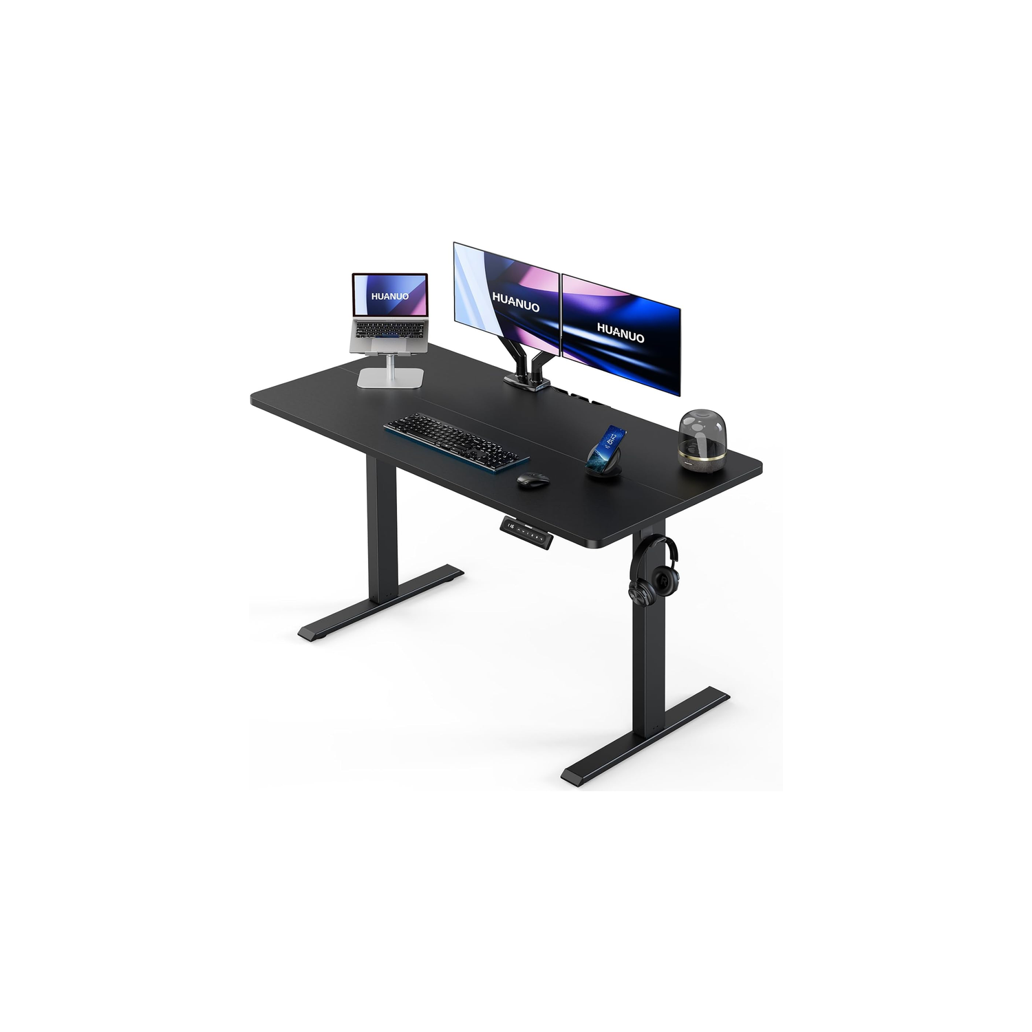 Huanuo 48″ (120cm) Electric Height Adjustable Standing Desk Perfect Computer Workstation for Home & Office