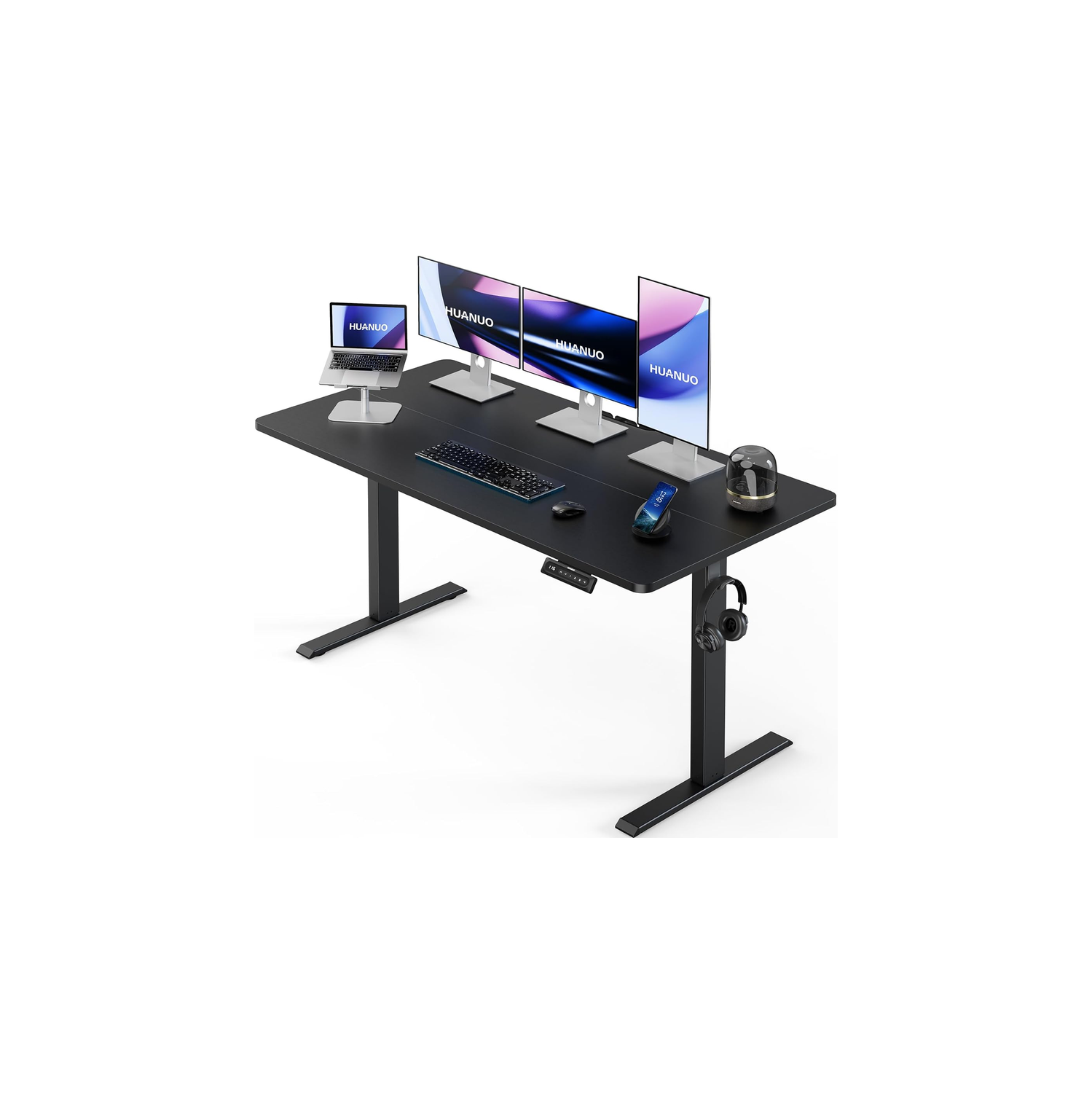 Huanuo 55″ (140cm) Electric Height Adjustable Standing Desk Perfect Computer Workstation for Home & Office