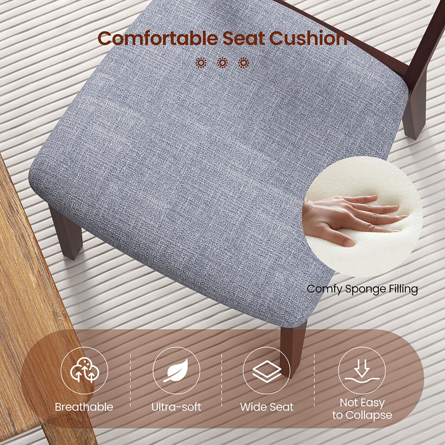 Gymax Upholstered Dining Chair Set of 4 Armless Cushioned Seat Hollow Curved Backrest