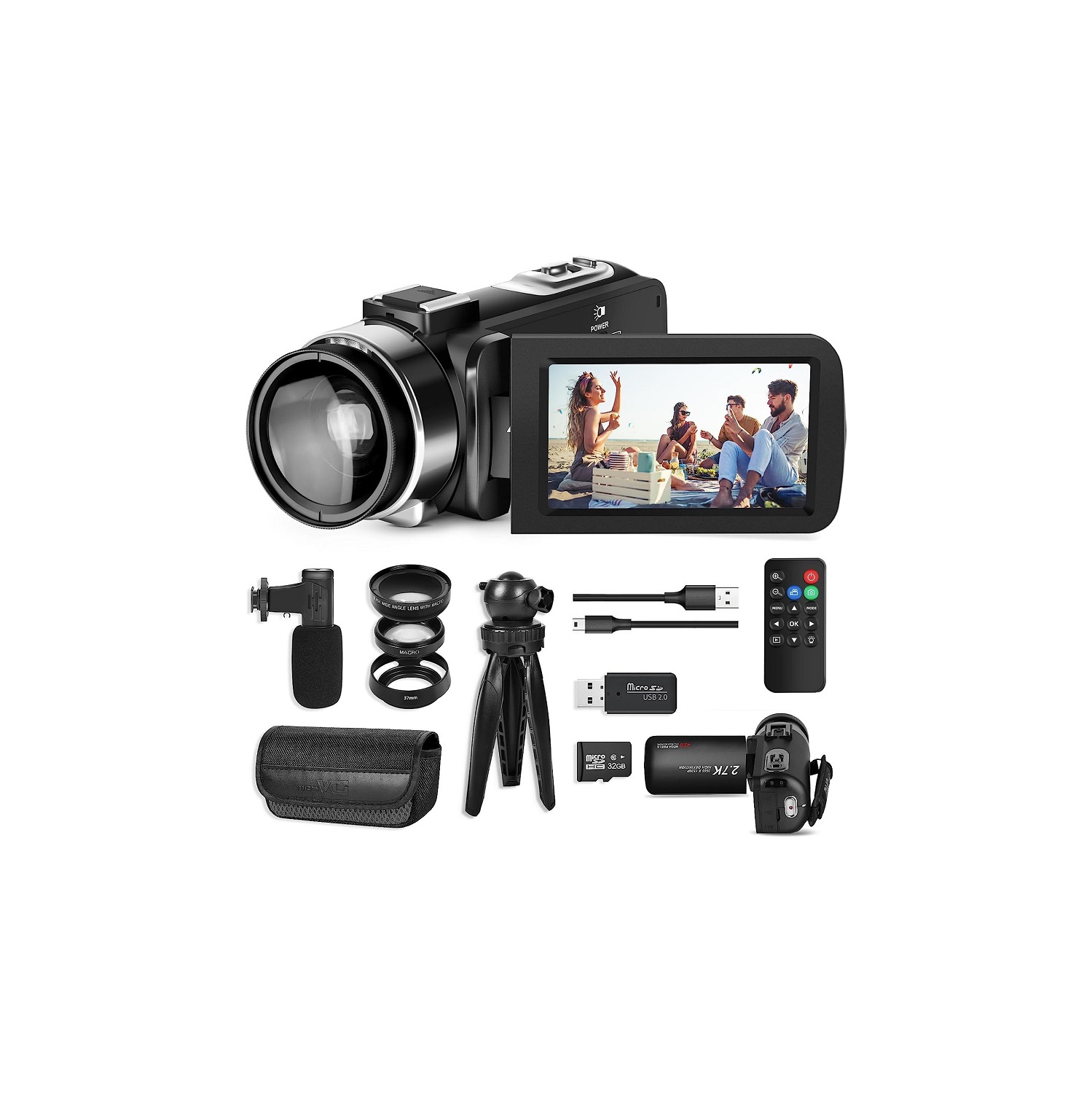Caméscope 2,7K caméra vidéo Ultra HD 42&nbsp;Mpx 18X YouTube Live Stream enregistreur vidéo avec carte TF 32&nbsp;Go