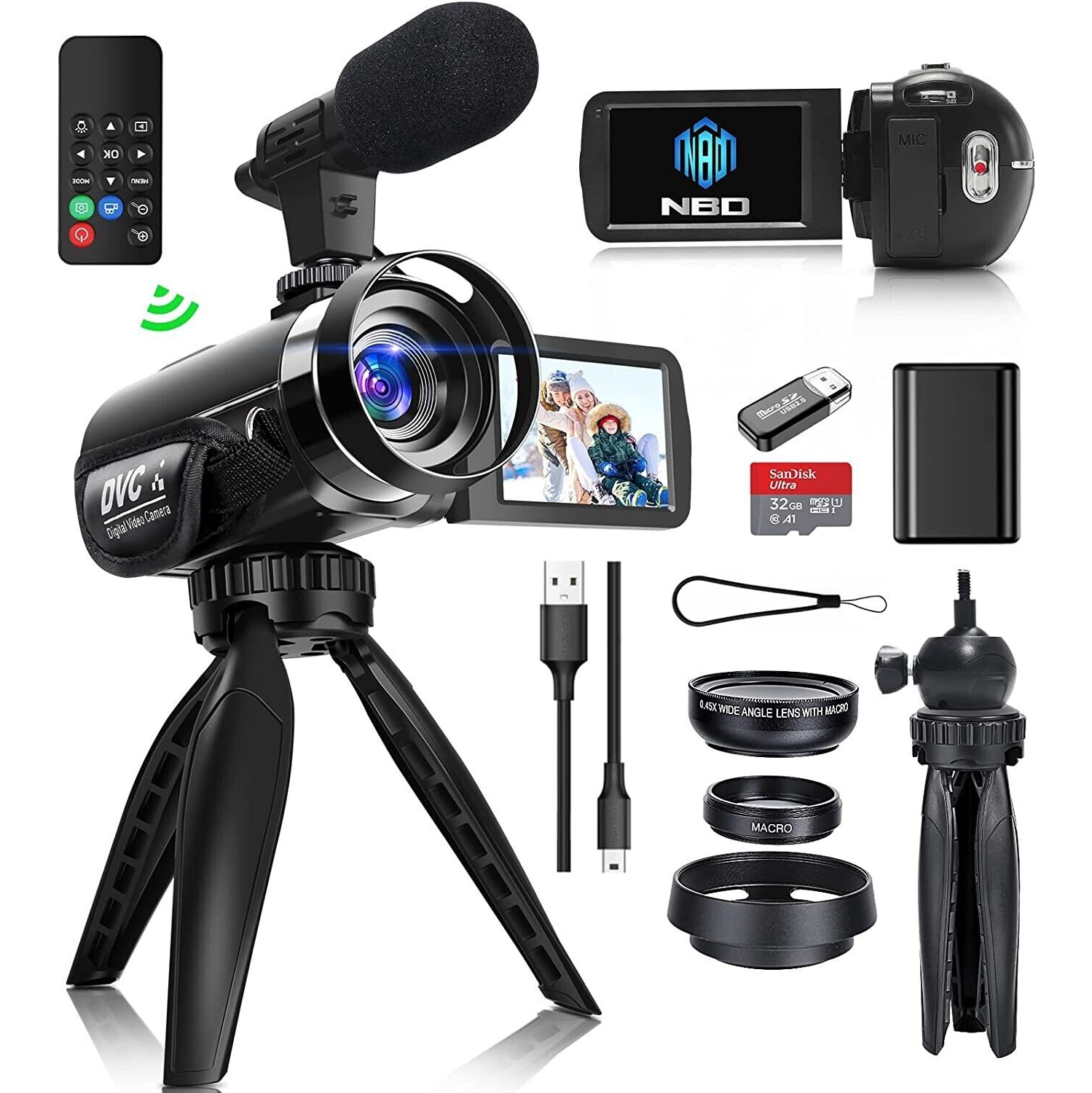 Caméscope 2,7K caméra vidéo Ultra HD 42&nbsp;Mpx 18X YouTube Live Stream enregistreur vidéo avec carte TF 32&nbsp;Go