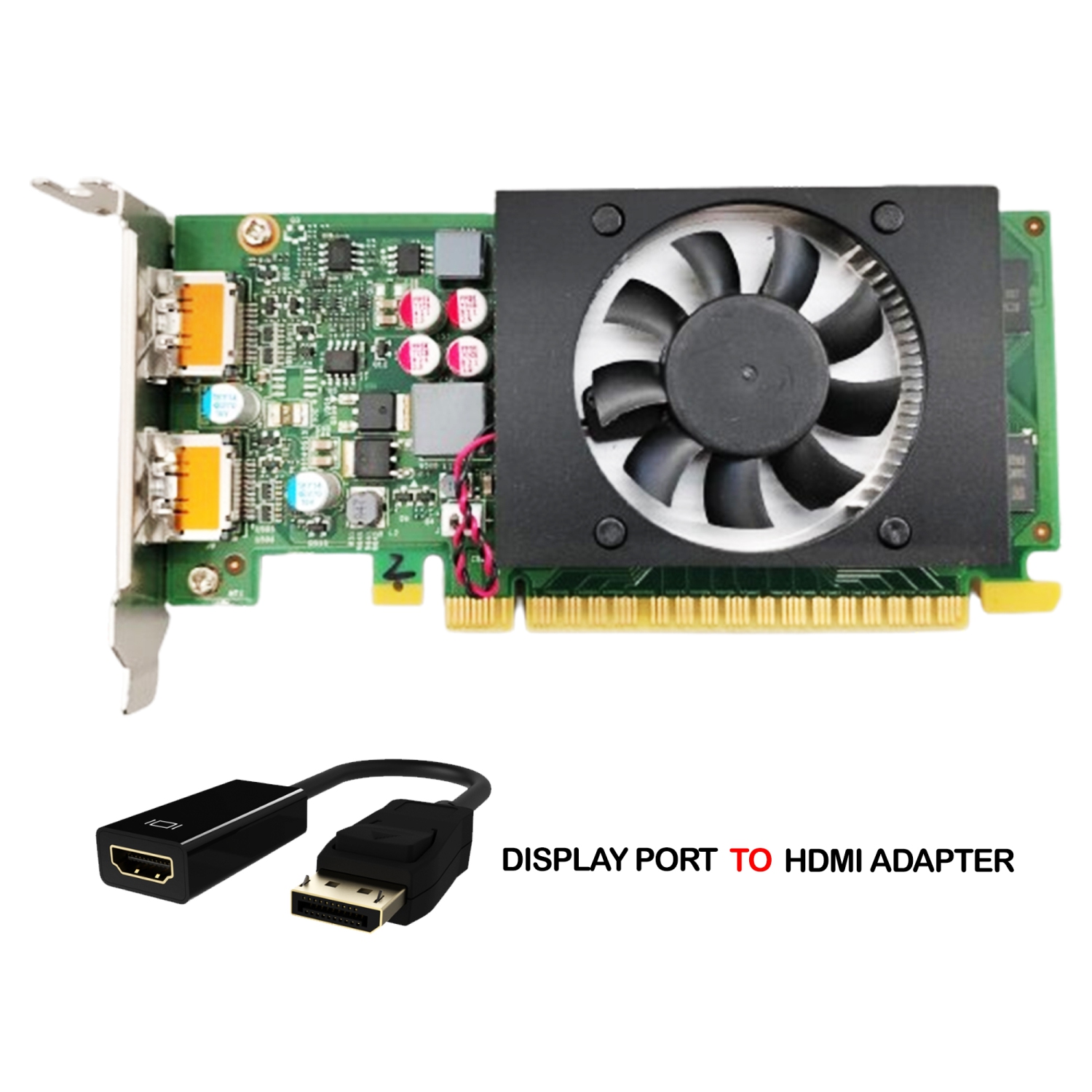 Refurbished (Good) - Lenovo GeForce GT 730 Professional Graphics Card, 2GB GDDR5 Memory, Low Profile Video Card, Dual Display ports, DP to HDMI Adapter (01AJ854)