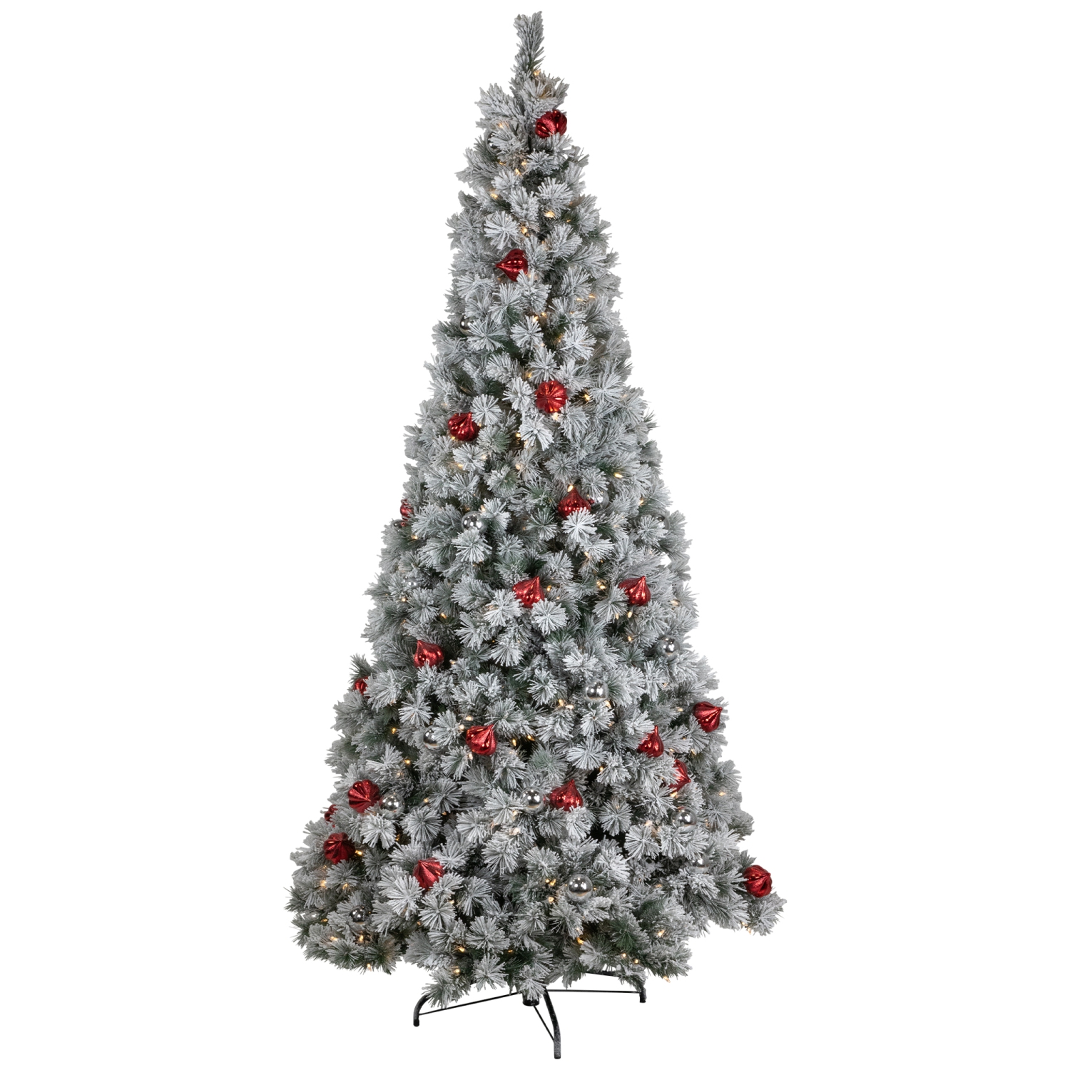 Pre-Lit Snowy Bristle Pine Artificial Christmas Tree - 7' - Warm White LED Lights