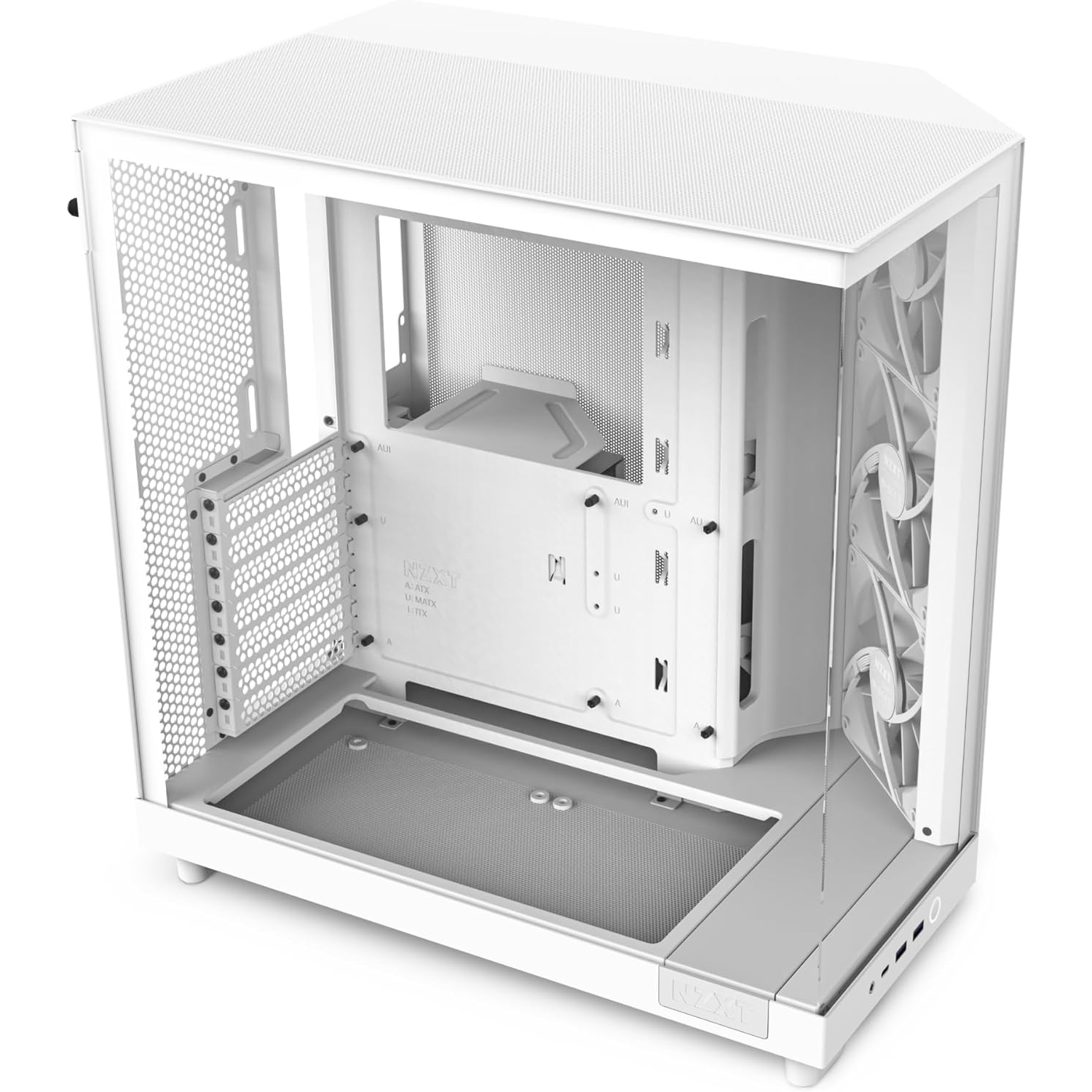 NZXT H6 Flow | CC-H61FW-01 | Compact Dual-Chamber Mid-Tower Airflow Case | Panoramic Glass Panels | High-Performance Airflow Panels | Includes 3 x 120mm Fans | Cable Management