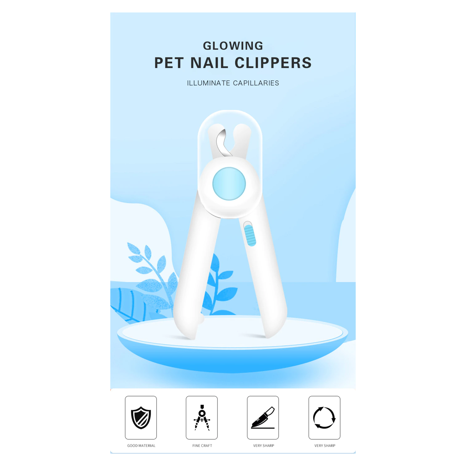 Pet's Nail Clipper with LED Light & Nail File