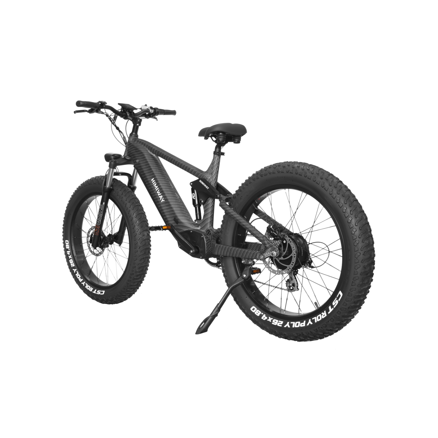 Himiway Cobra 750W E-Mountain Bike: 80-mile range, 25 MPH, 26"x4.8" fat tires, Four-Bar Linkage Suspension, 400lb Payload, 7-Speed System, King