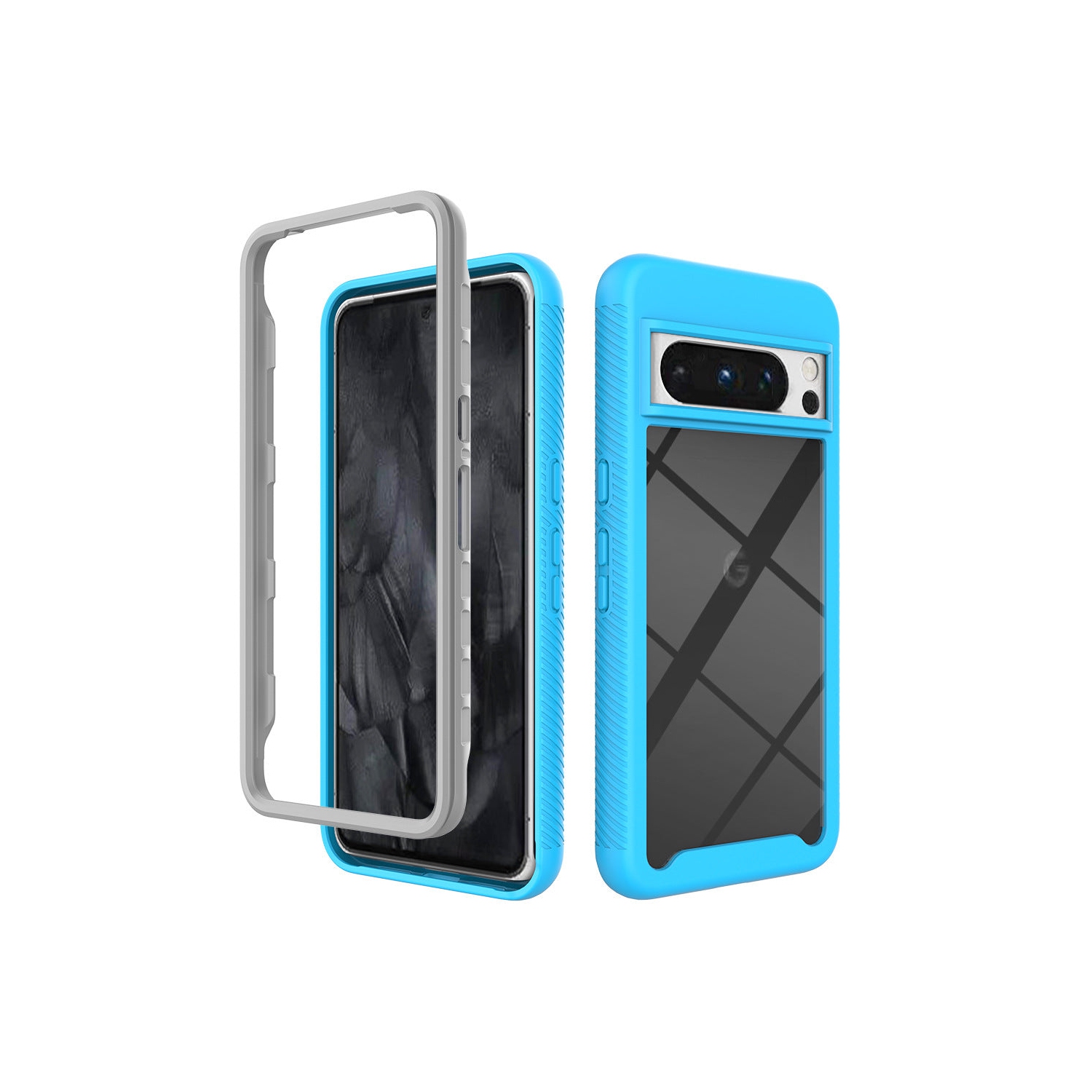 PANDACO Sky Blue Guardian Clear Case for Google Pixel 8 Pro