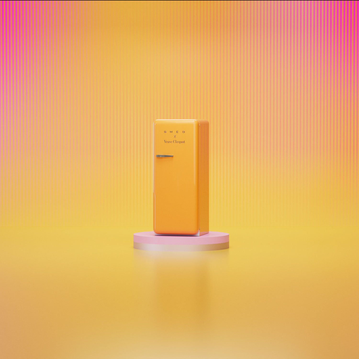 Réfrigérateur à congélateur supérieur de 24 po 9,9 pi³ avec éclairage DEL Veuve Clicquot de Smeg - Orange