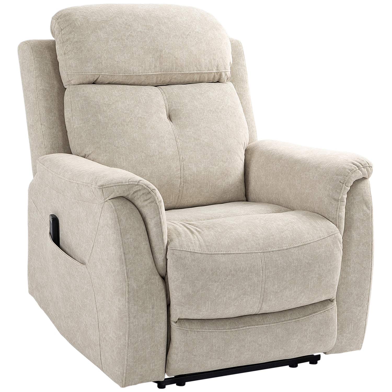 HOMCOM 8-Point Vibration Massage Recliner Chair, Manual Fabric Reclining Chair for Living Room with Side Pockets, Remote Control, Retractable Footrest, Beige