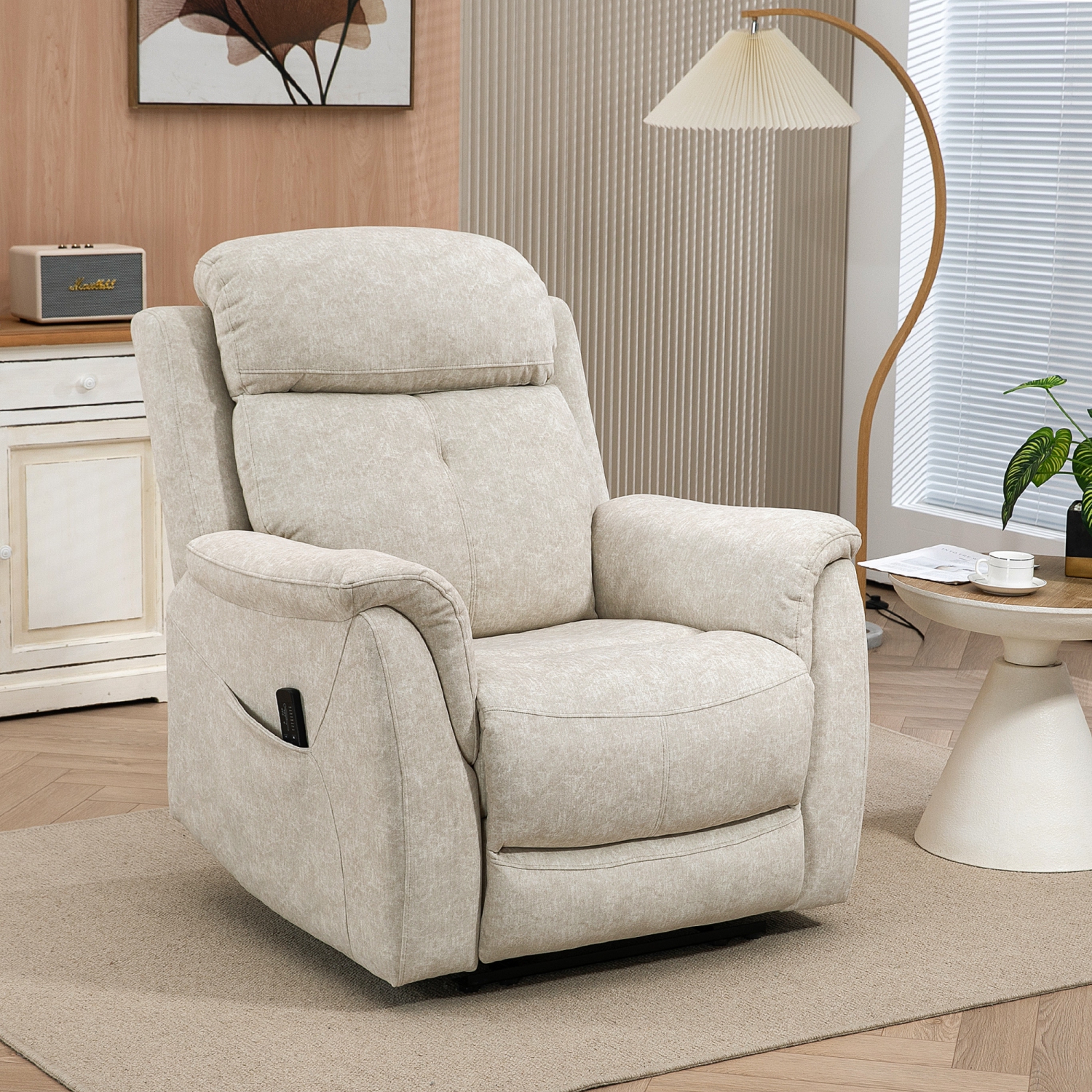 Fauteuil de massage inclinable de HOMCOM avec vibrations à 8 points, fauteuil inclinable manuel en tissu pour le salon avec pochettes latérales,