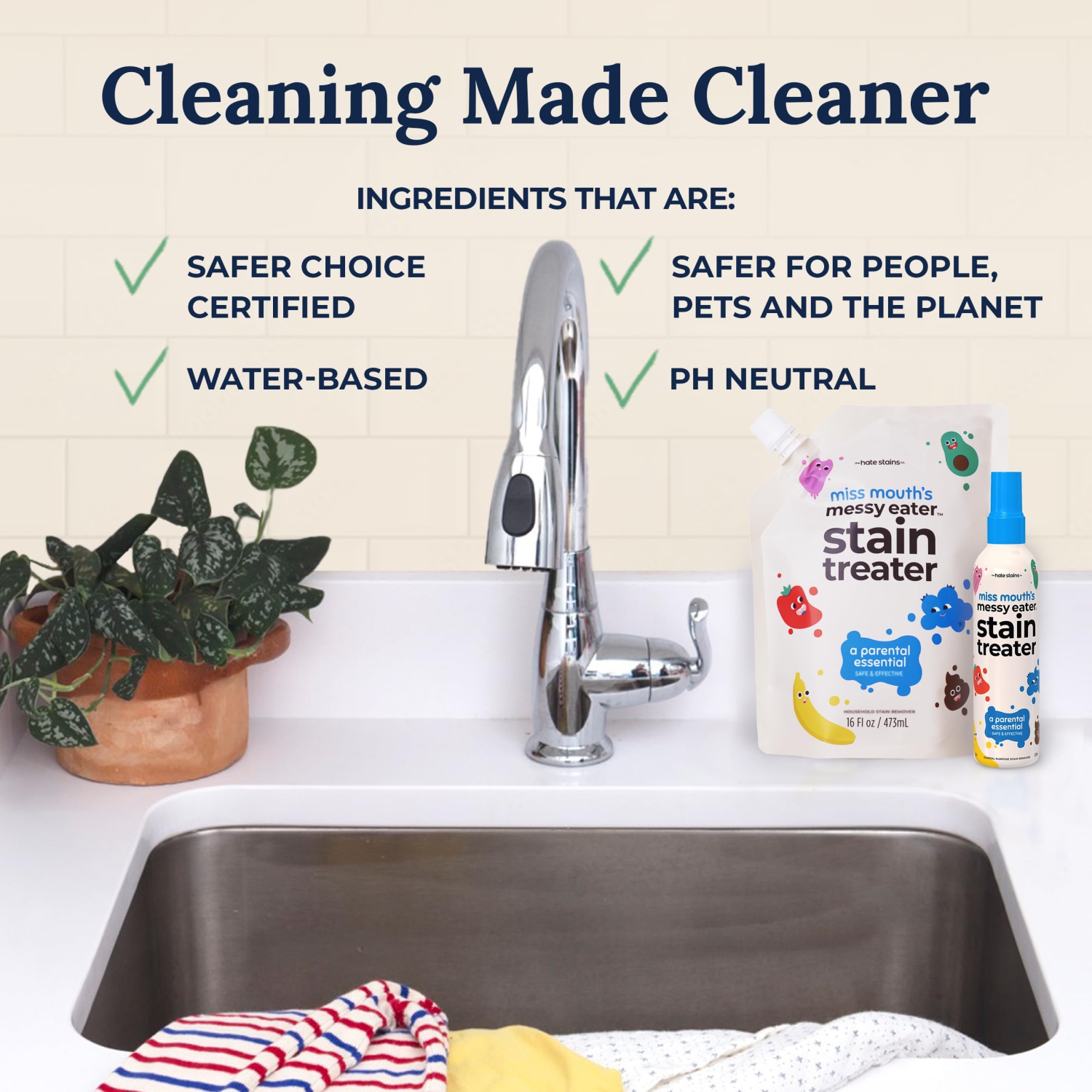 Miss Mouth's Messy Eater Stain Treater Spray - 4oz Stain Remover - Newborn & Baby Essentials - No Dry Cleaning Food, Grease, Coffee Off Laundry,