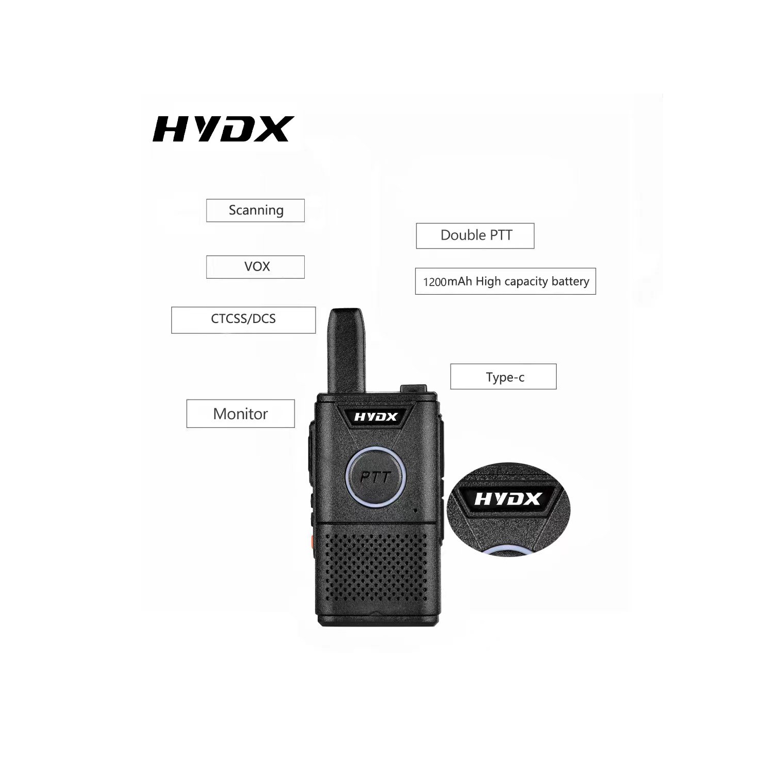 Compact Black Walkie Talkies - Set of 6, Licensed-Free