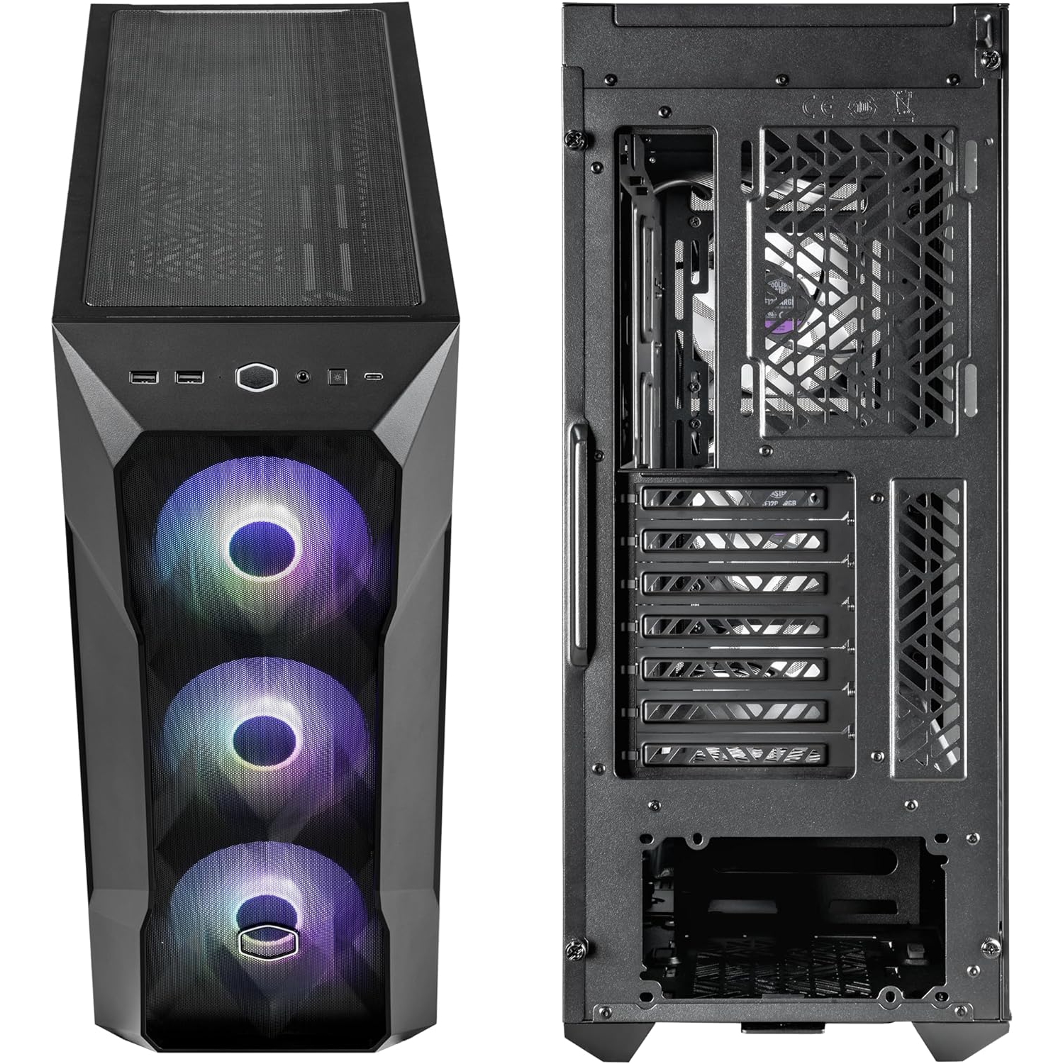 Cooler Master TD500 Mesh V2 ATX PC Gaming Mid-Tower Case with Polygonal Mesh Airflow Panel, Crystalline Tempered Glass, 3X 120mm, ARGB Fan Hub, USB