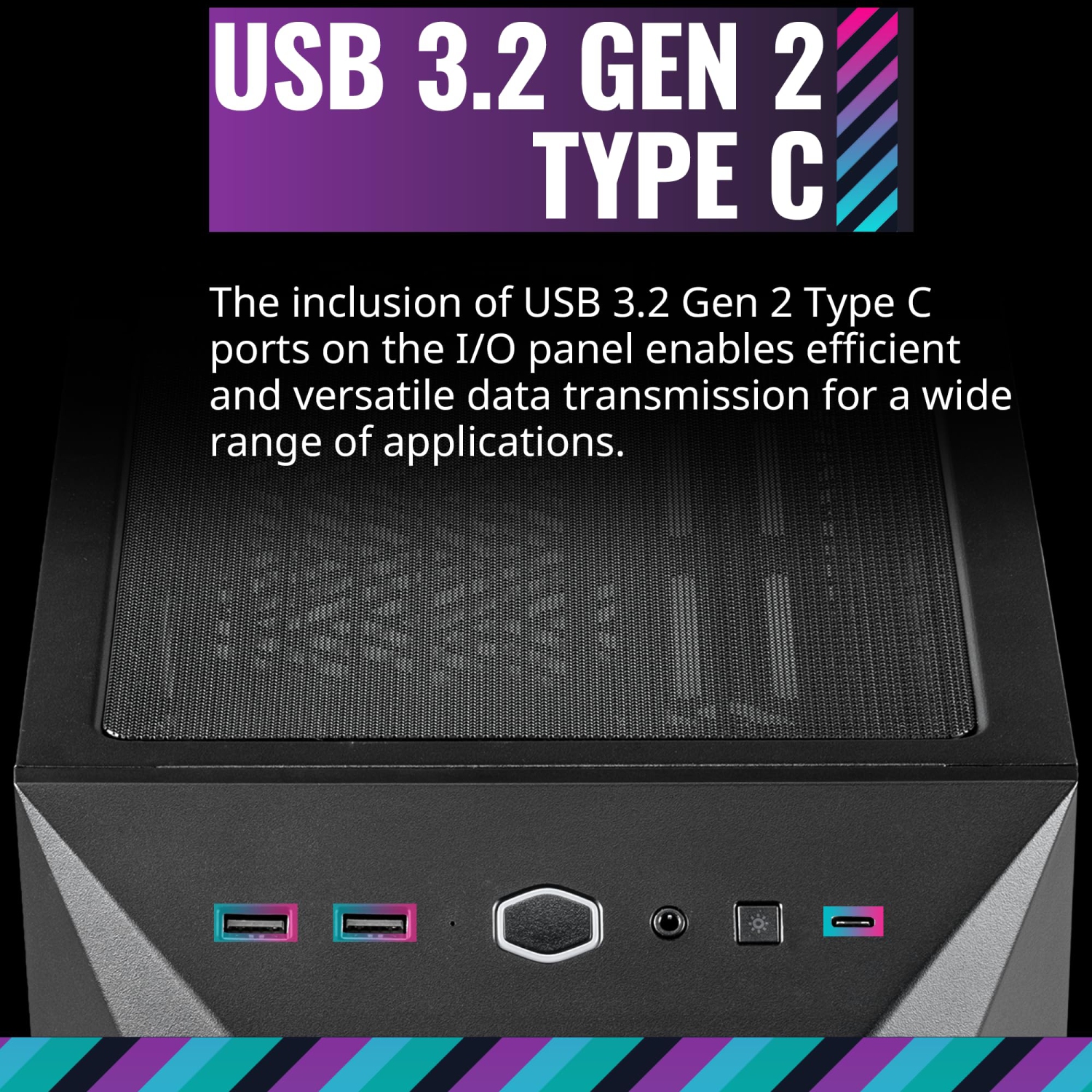 Cooler Master TD500 Mesh V2 ATX PC Gaming Mid-Tower Case with Polygonal Mesh Airflow Panel, Crystalline Tempered Glass, 3X 120mm, ARGB Fan Hub, USB