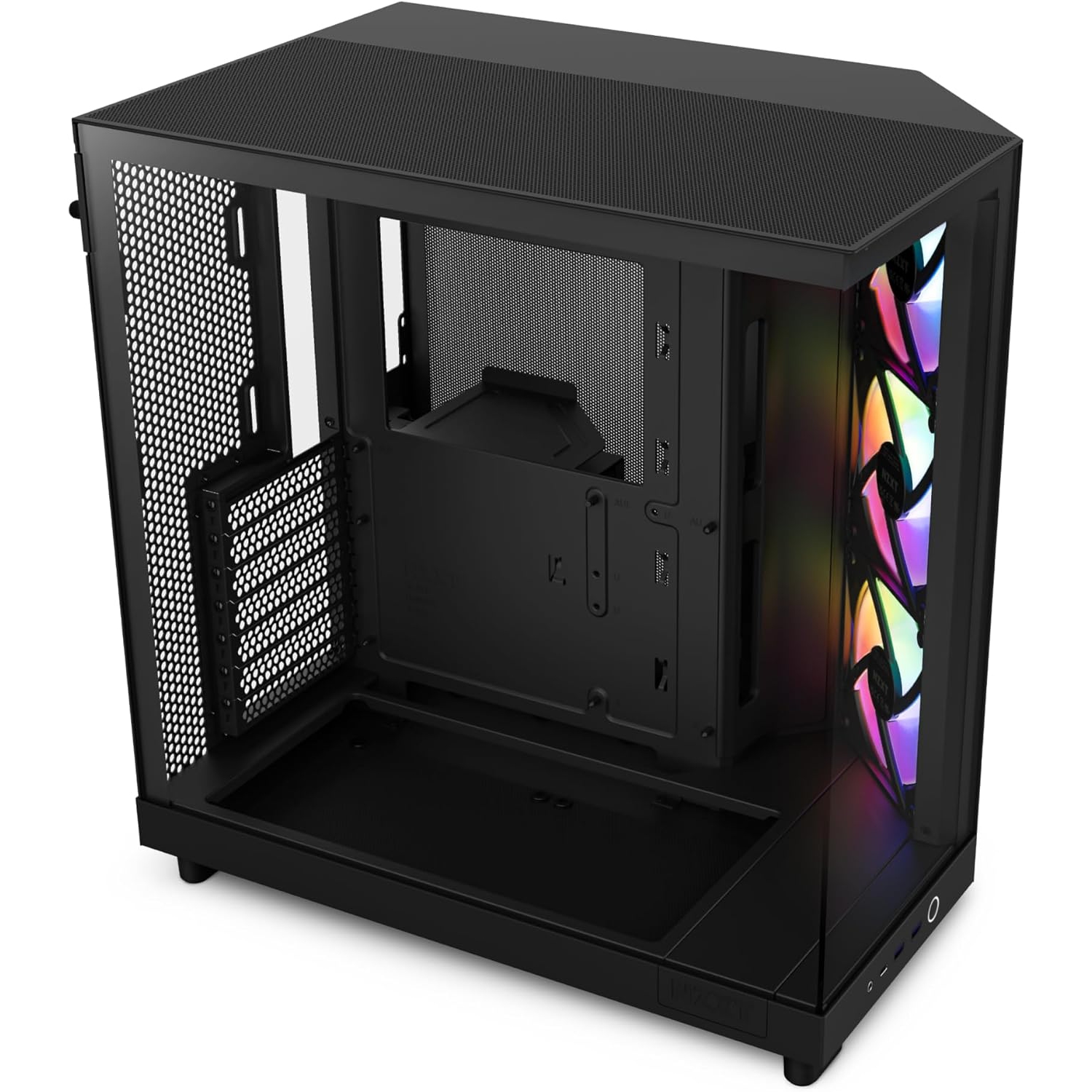 NZXT H6 Flow RGB (2023) Compact Dual-Chamber ATX Case with RGB Fans - CC-H61FB-R1 - All Black