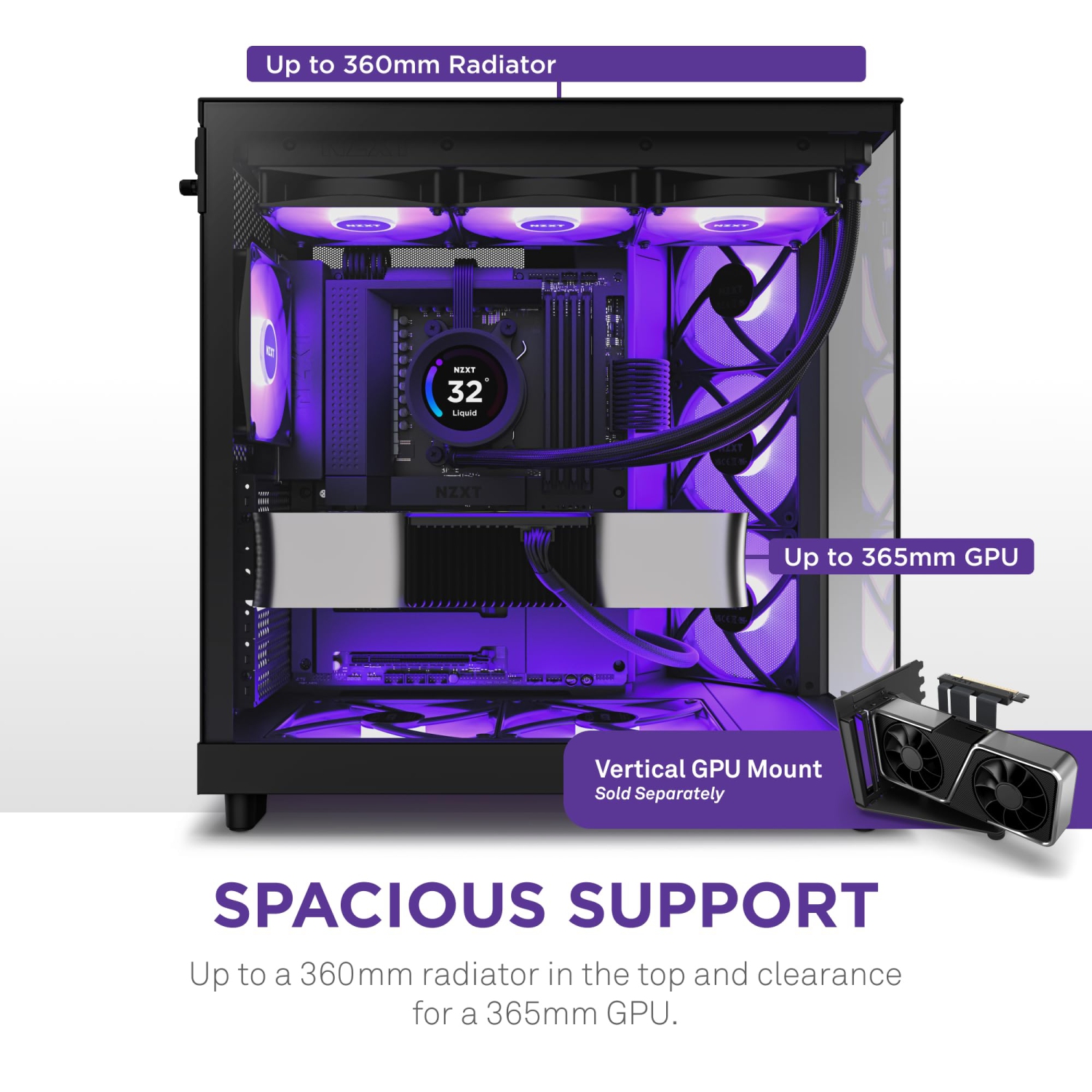 NZXT H6 Flow RGB Compact Dual-Chamber Mid-Tower Airflow Case with RGB Fans