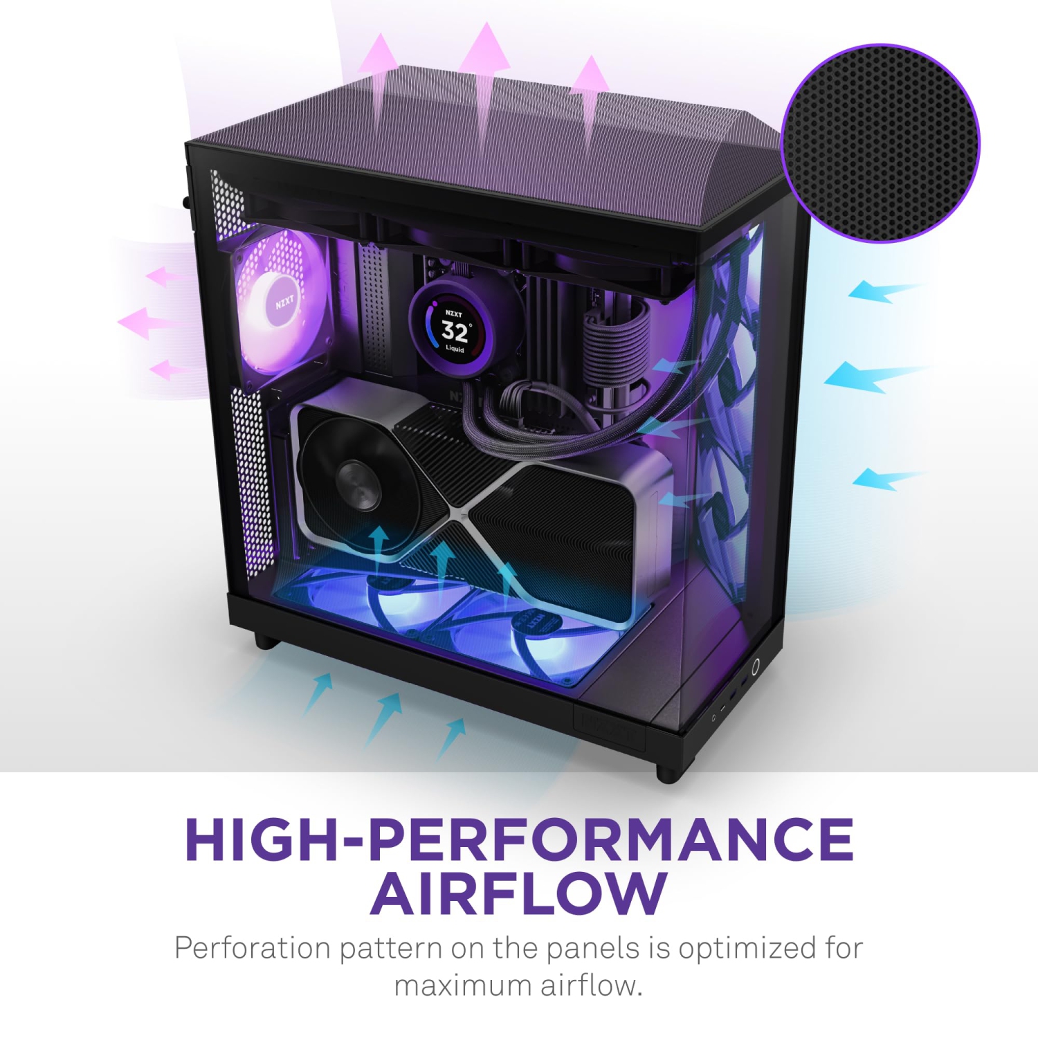 NZXT H6 Flow RGB Compact Dual-Chamber Mid-Tower Airflow Case with RGB Fans