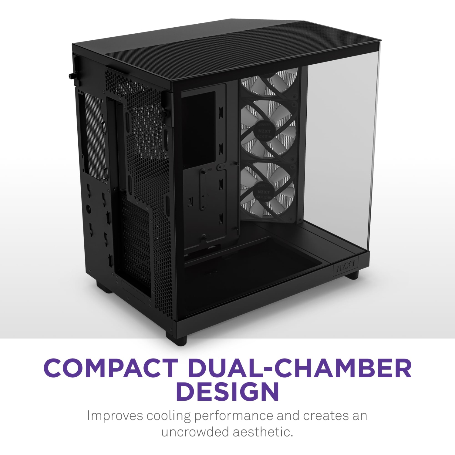 NZXT H6 Flow RGB Compact Dual-Chamber Mid-Tower Airflow Case with RGB Fans