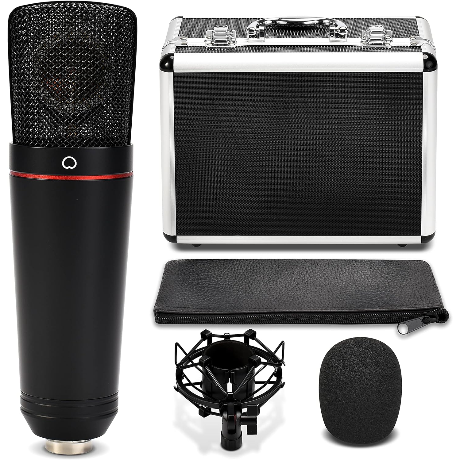 Ensemble de microphone XLR à condensateur cardioïde à grand diaphragme de Pyle - Microphone audio 34&nbsp;mm Pro à grande capsule