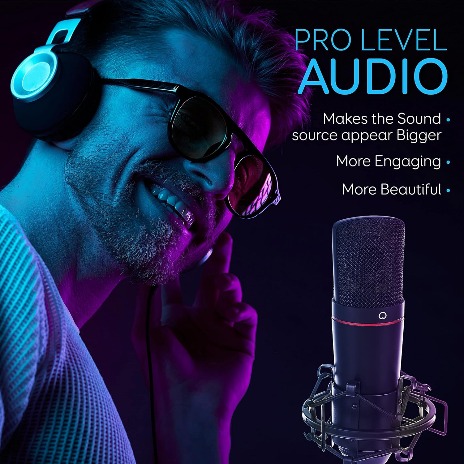 Ensemble de microphone XLR à condensateur cardioïde à grand diaphragme de Pyle - Microphone audio 34 mm Pro à grande capsule