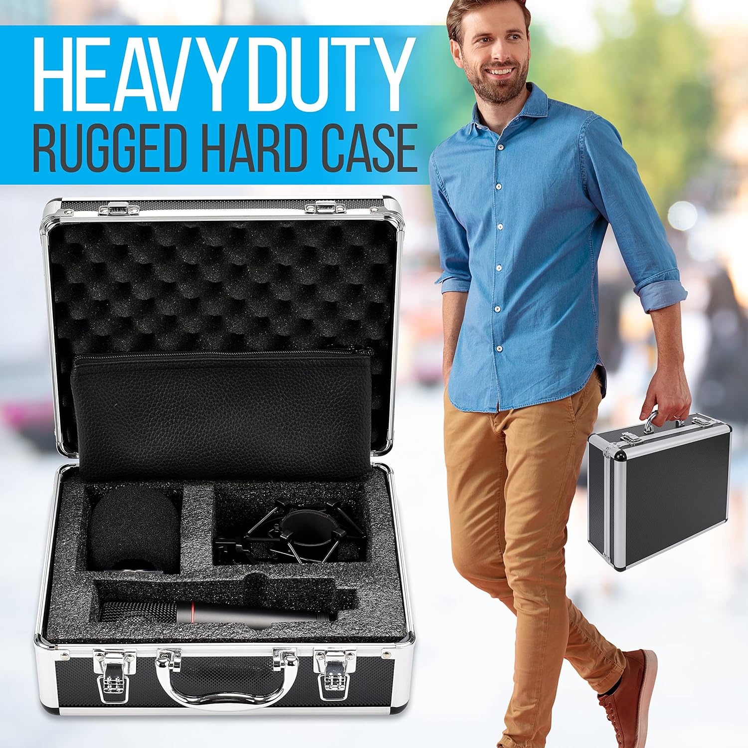 Ensemble de microphone XLR à condensateur cardioïde à grand diaphragme de Pyle - Microphone audio 34 mm Pro à grande capsule